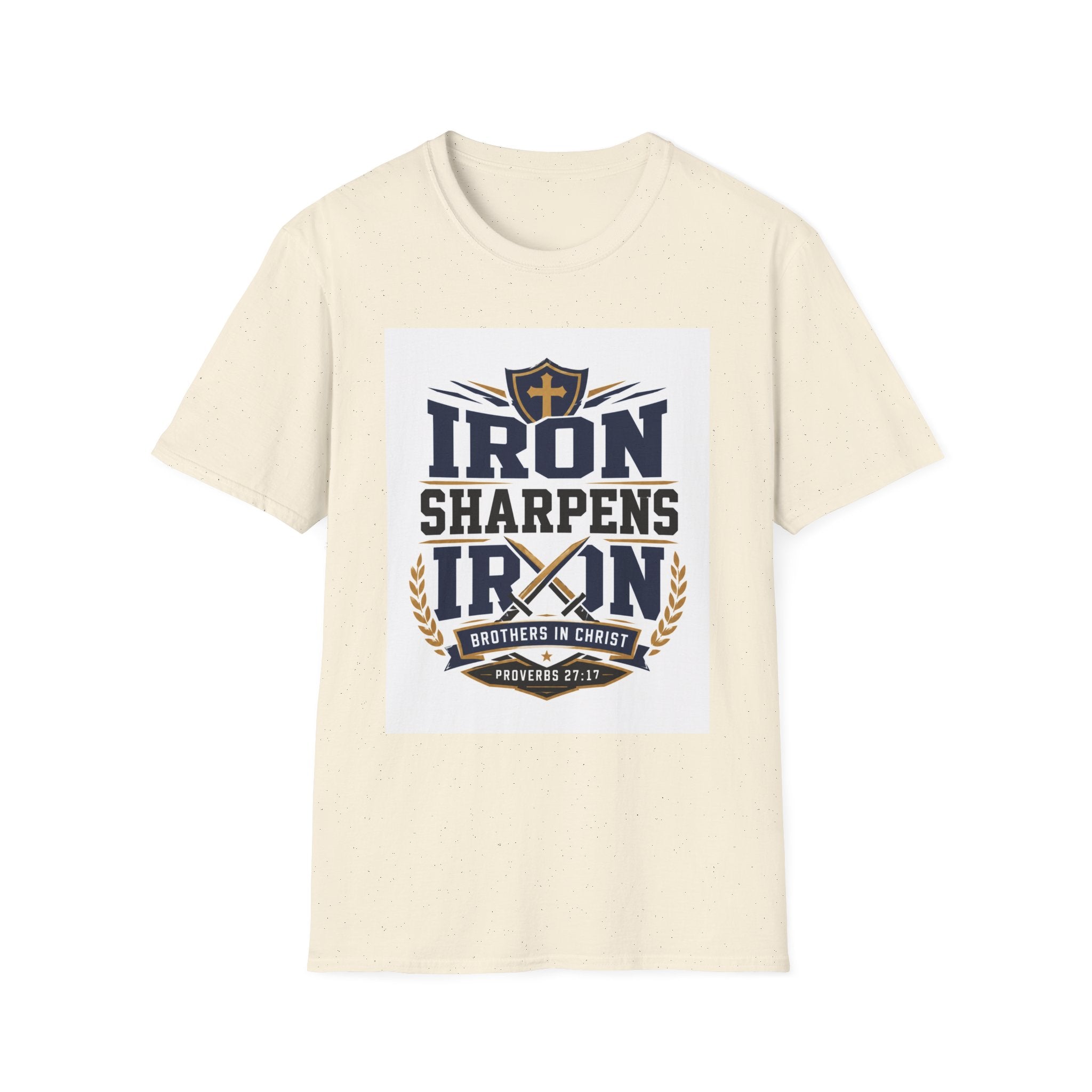 Iron Sharpens Iron T-Shirt — Christian Faith Shield Design