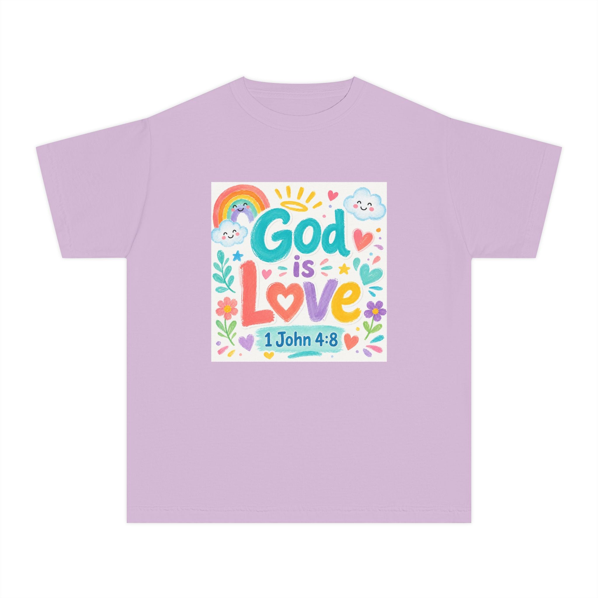 Youth Tee — "God Is Love" Kids Christian T-Shirt (1 John 4:8)