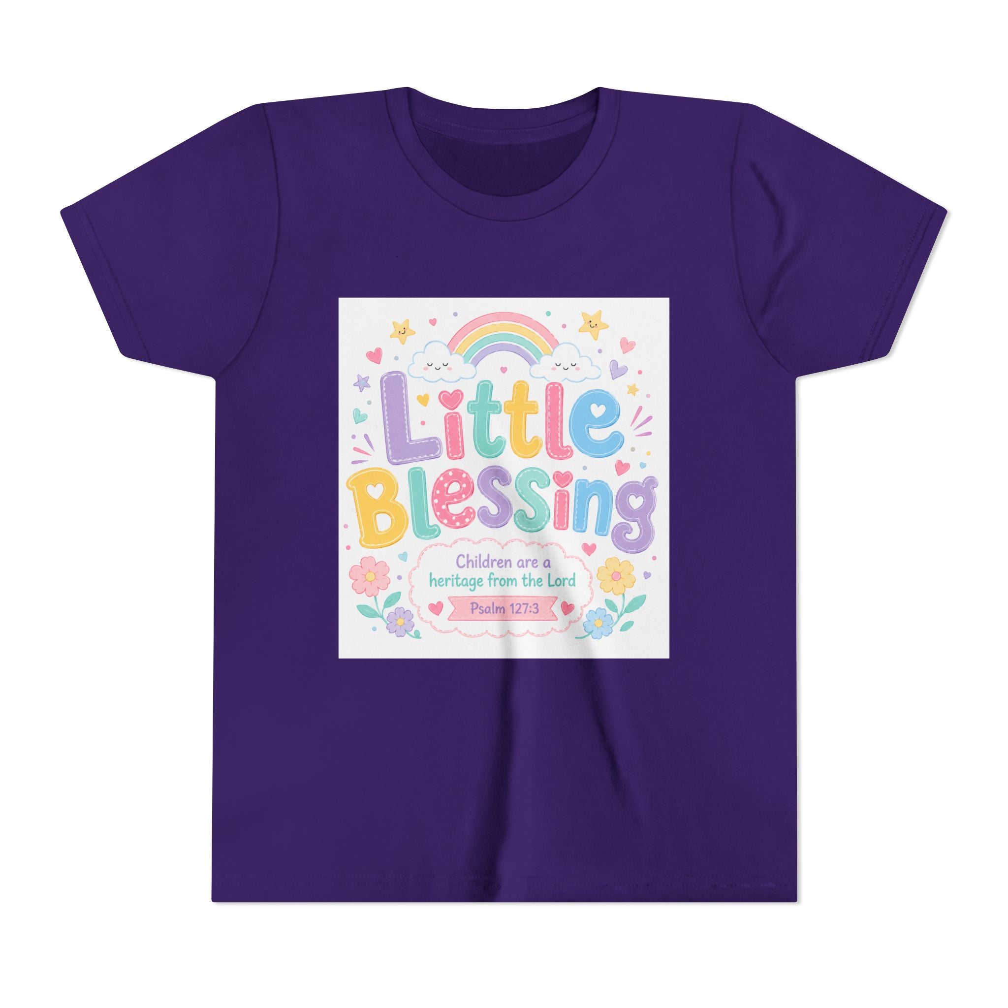 Youth Tee — “Little Blessing” Pastel Rainbow Kids T-Shirt