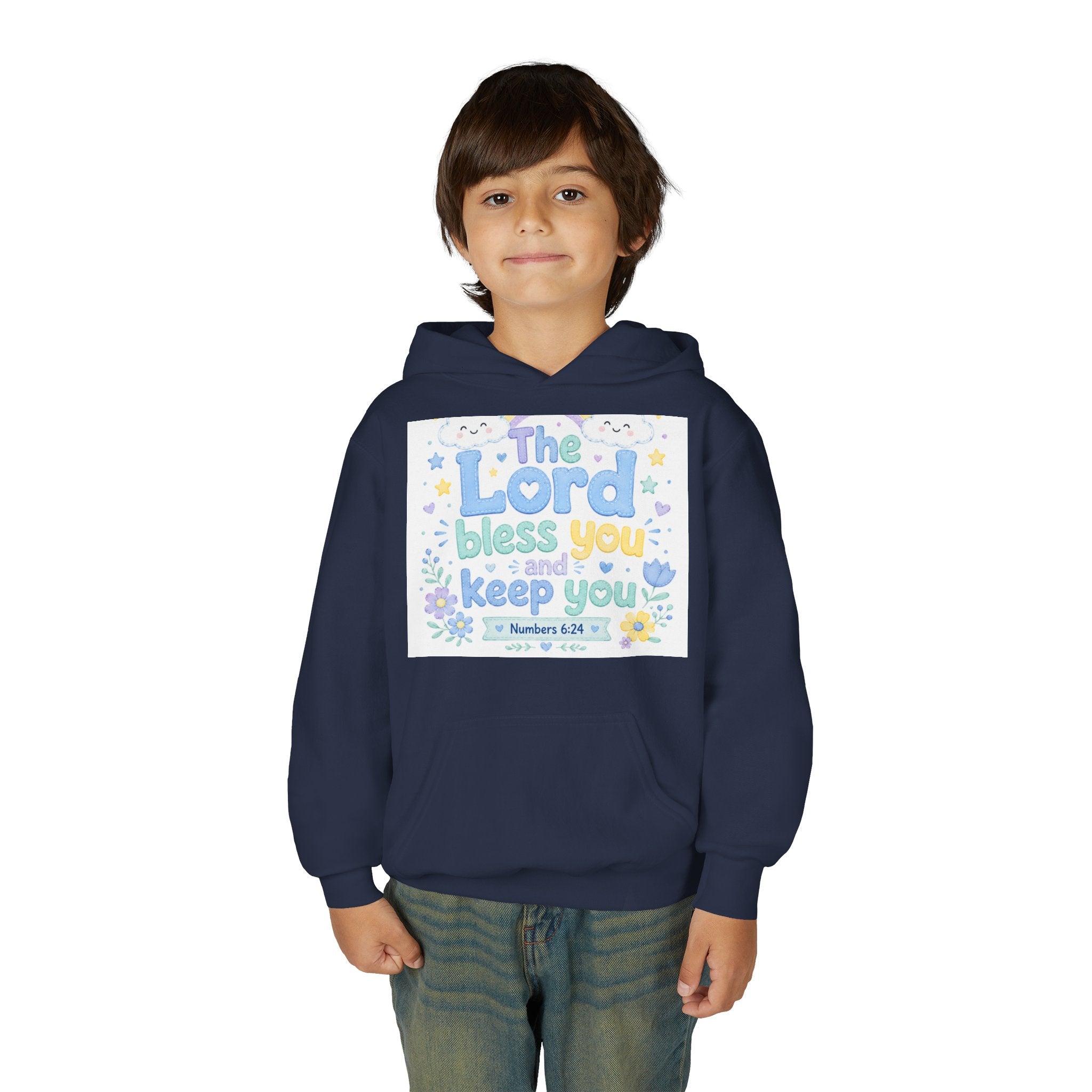 Youth Hoodie — "The Lord Bless You and Keep You" Scripture Sweatshirt (Numbers 6:24)