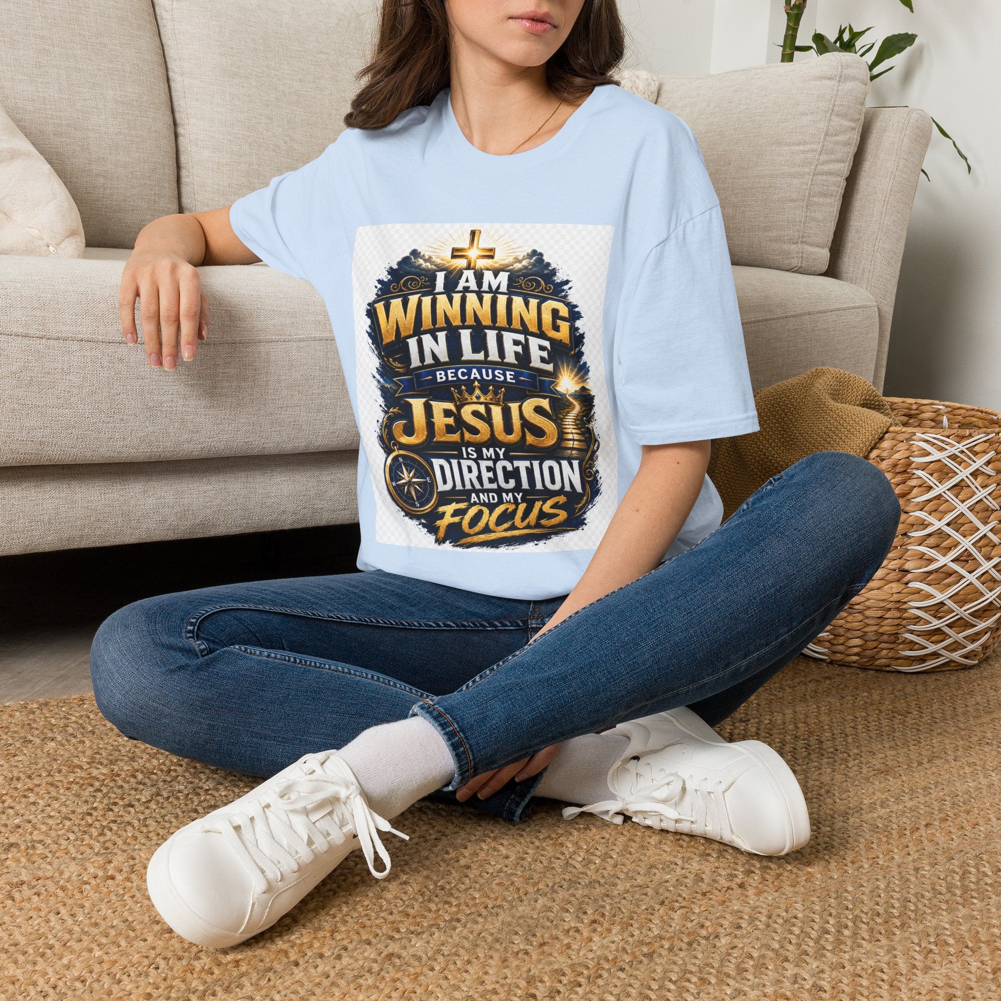 I Am Winning In Life Christian T-Shirt — "Jesus Is My Direction" Inspirational Faith Tee