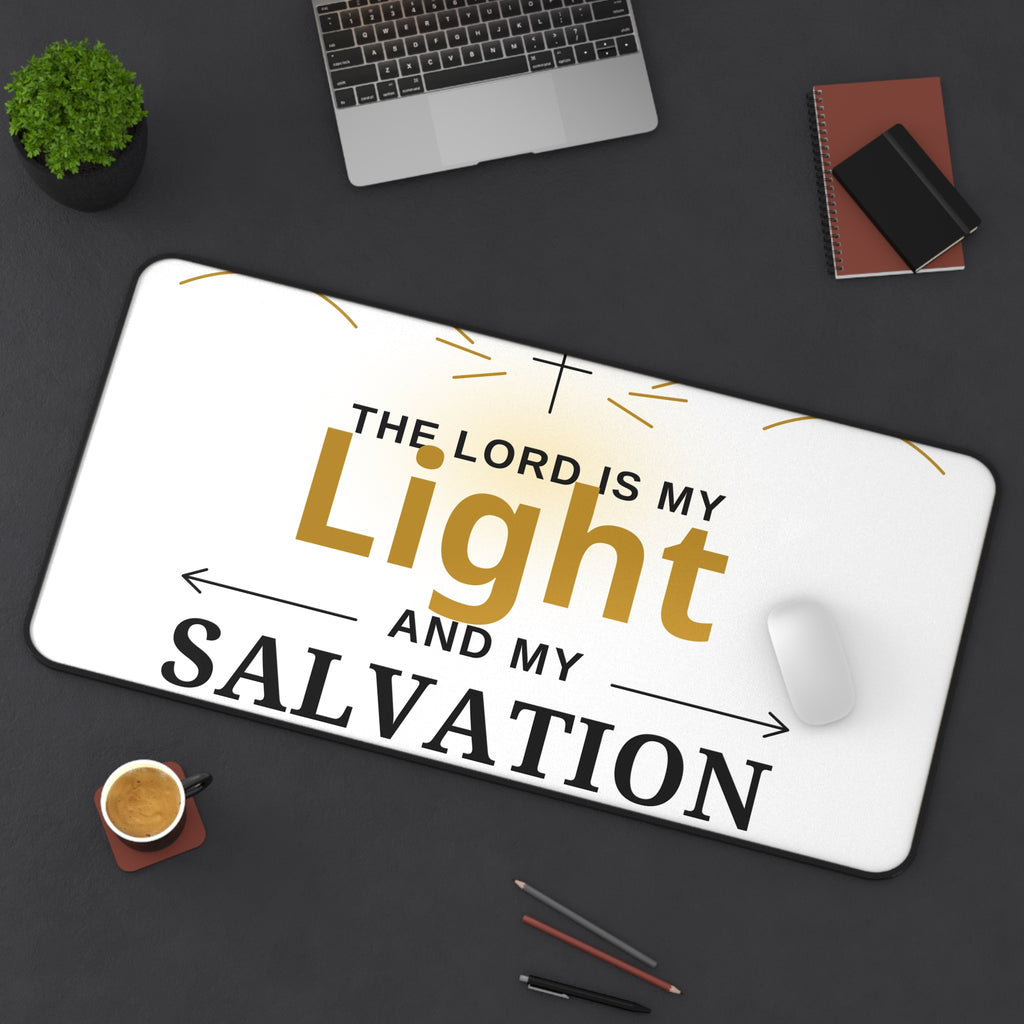 Desk Mat — "The Lord Is My Light and My Salvation" Psalm 27:1 Christian Office Mat