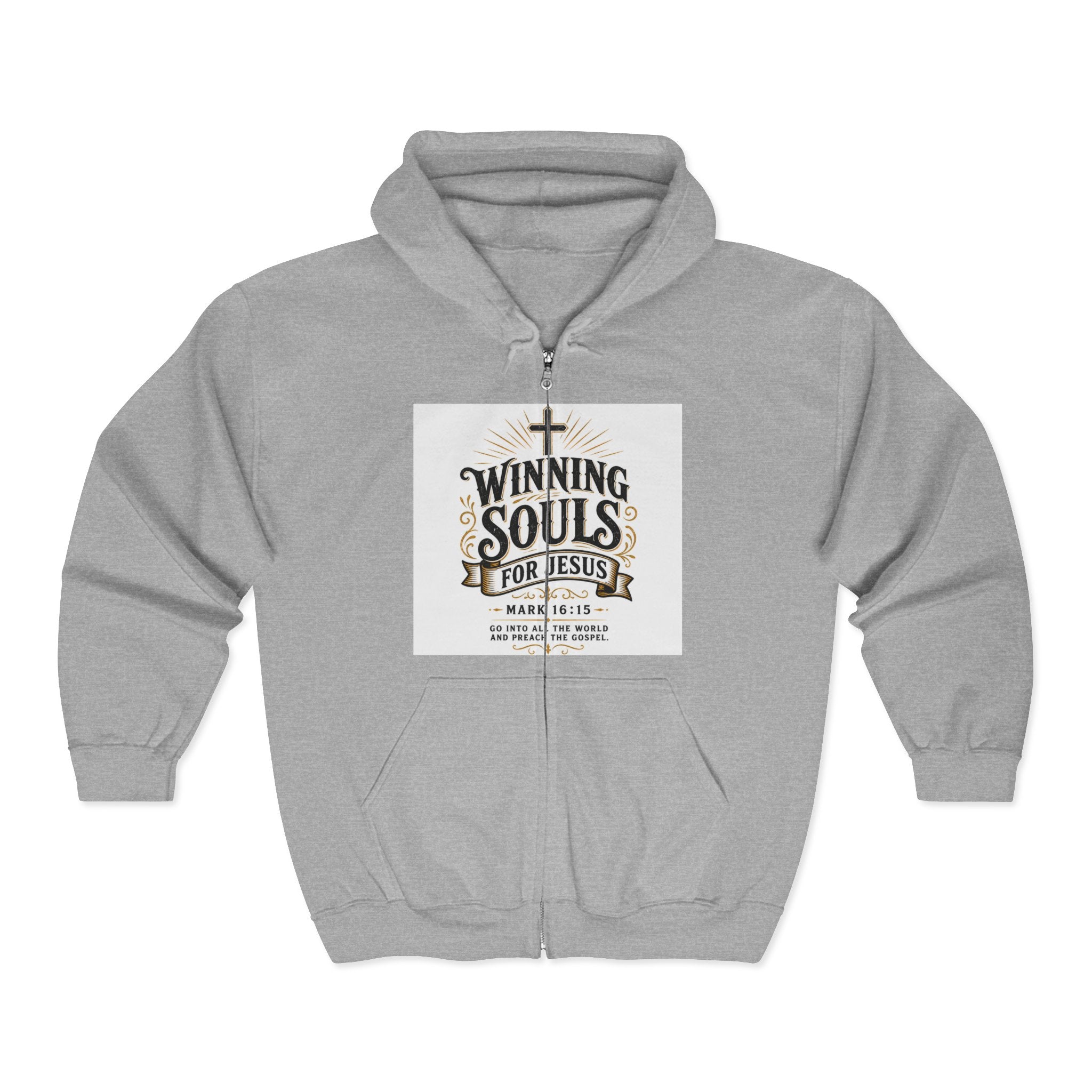 Christian Zip Hoodie — "Winning Souls for Jesus" Faith Ministry Sweatshirt