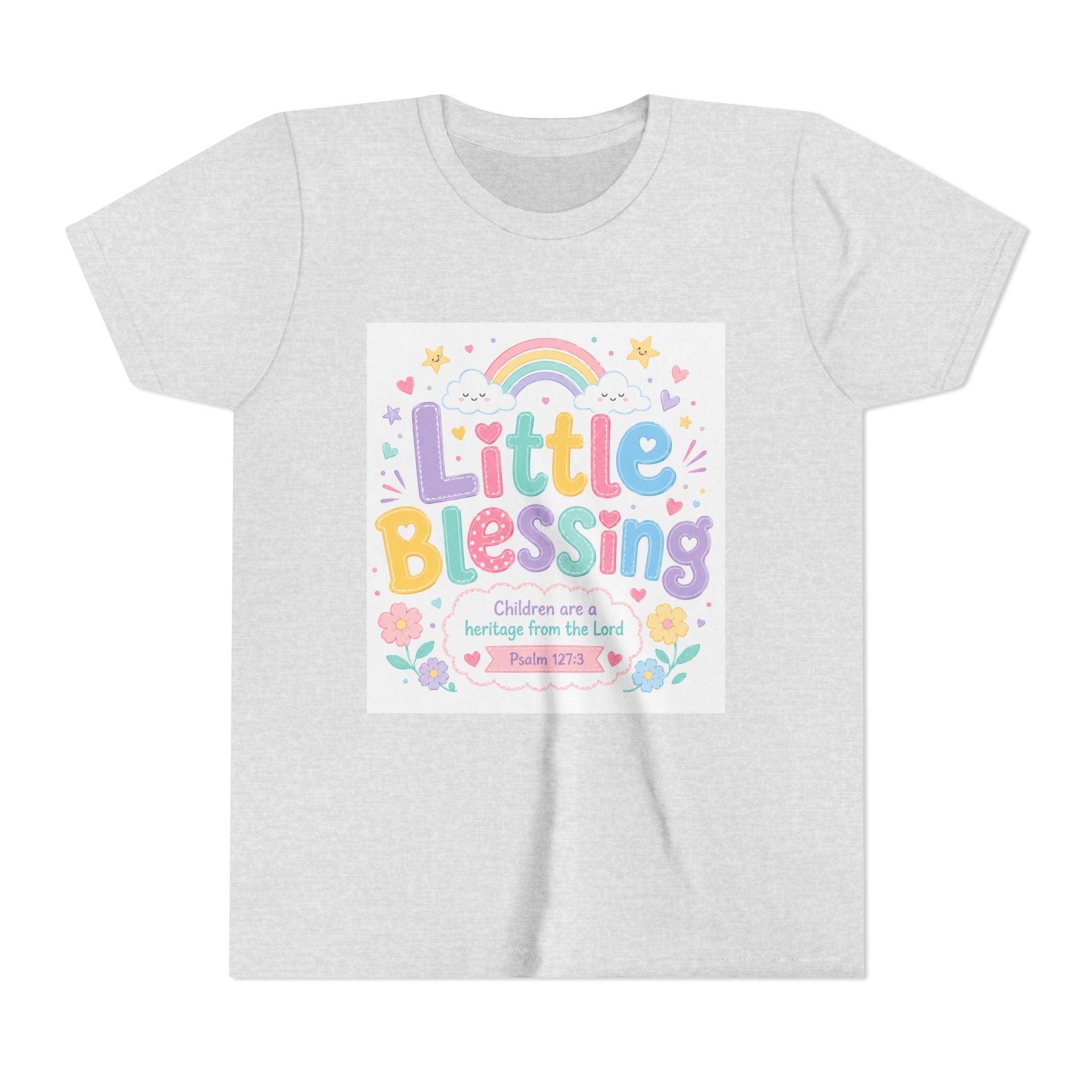 Youth Tee — “Little Blessing” Pastel Rainbow Kids T-Shirt