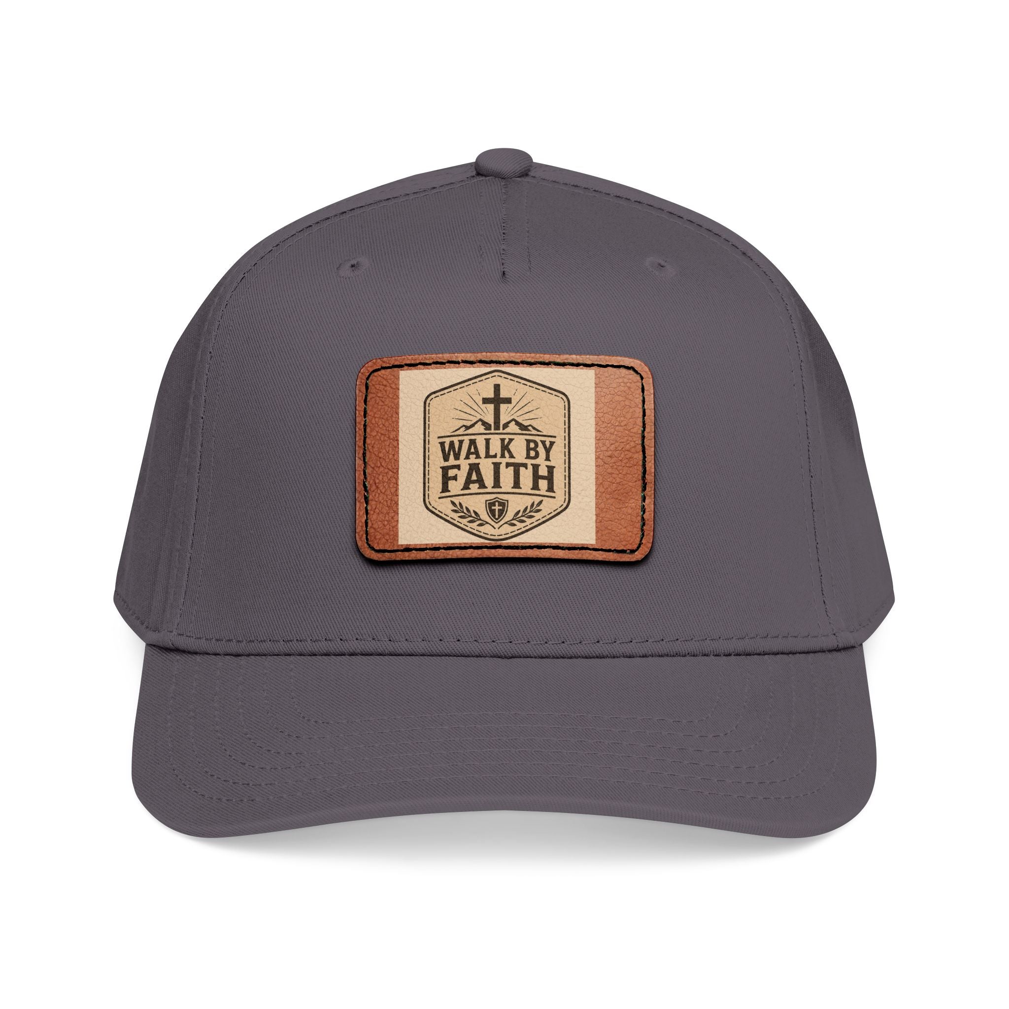 Mid Profile Baseball Cap with Leather Patch (Rectangle)