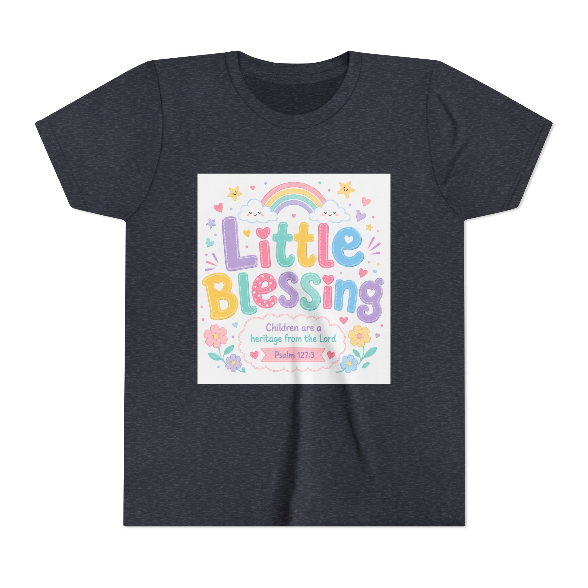 Youth Tee — “Little Blessing” Pastel Rainbow Kids T-Shirt