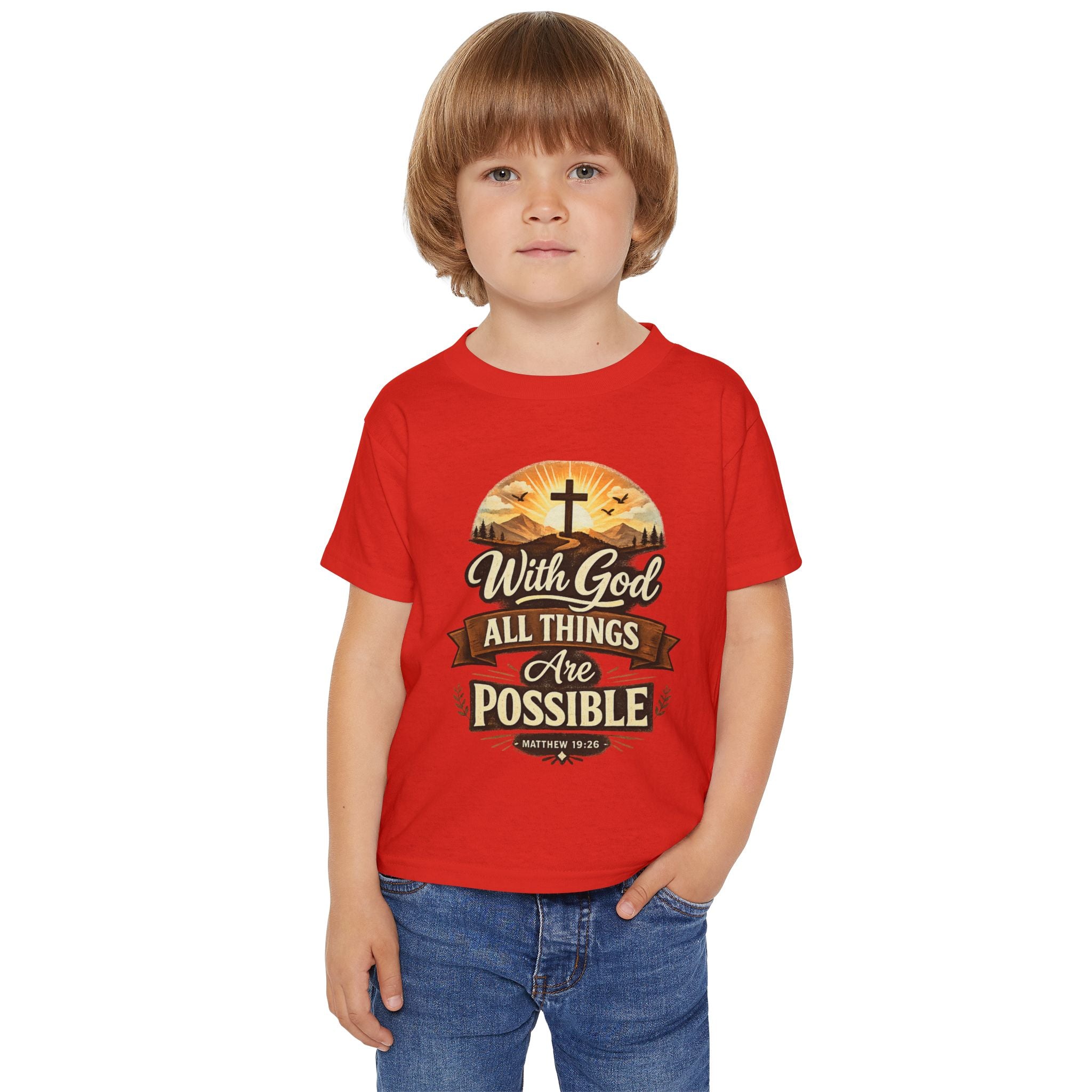 Toddler T-Shirt — "With God All Things Are Possible" Christian Faith Kids Tee