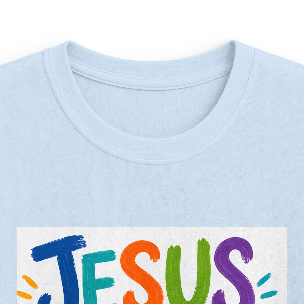 Kids Tee — "Jesus Loves Me" Colorful Scripture T‑Shirt (John 3:16)