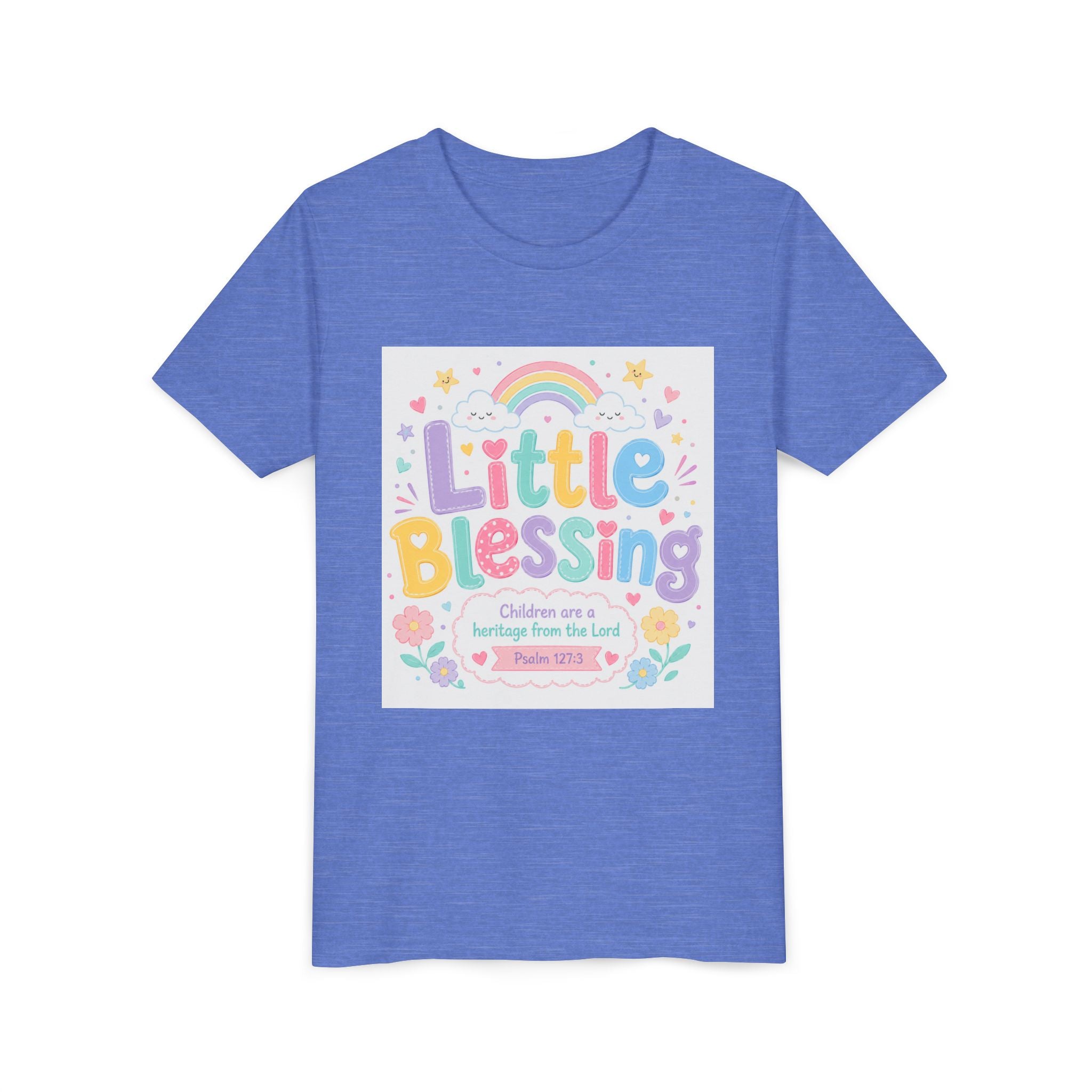Youth Tee — “Little Blessing” Pastel Rainbow Kids T-Shirt