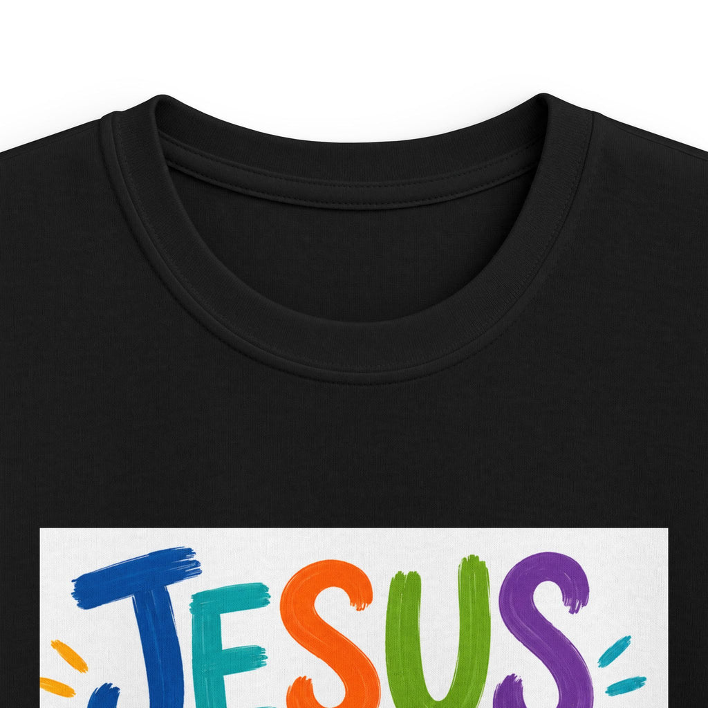 Kids Tee — "Jesus Loves Me" Colorful Scripture T‑Shirt (John 3:16)