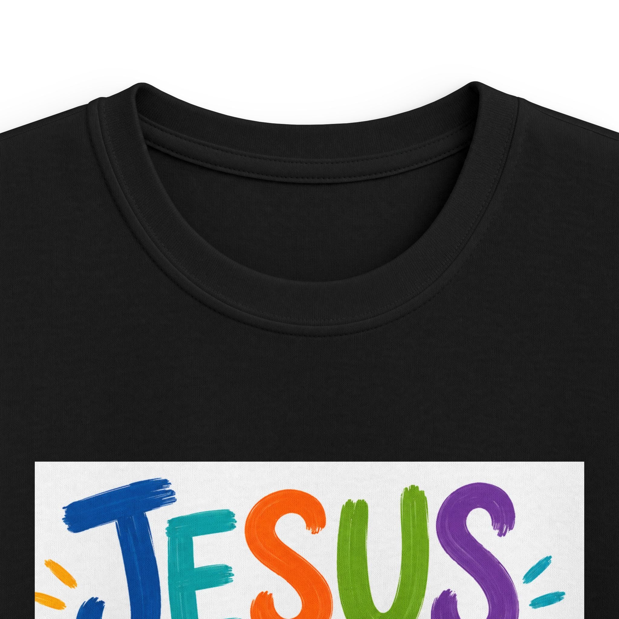 Kids Tee — "Jesus Loves Me" Colorful Scripture T‑Shirt (John 3:16)