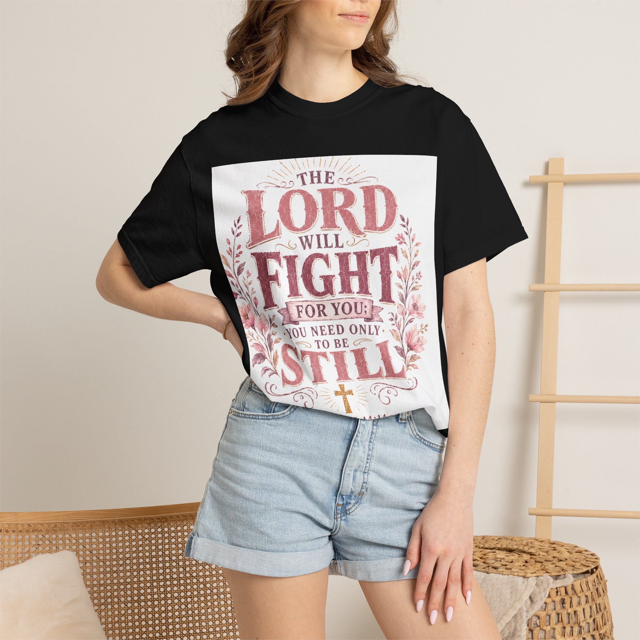 Men's Christian T‑Shirt — "The Lord Will Fight for You; Be Still" Faith Graphic Tee
