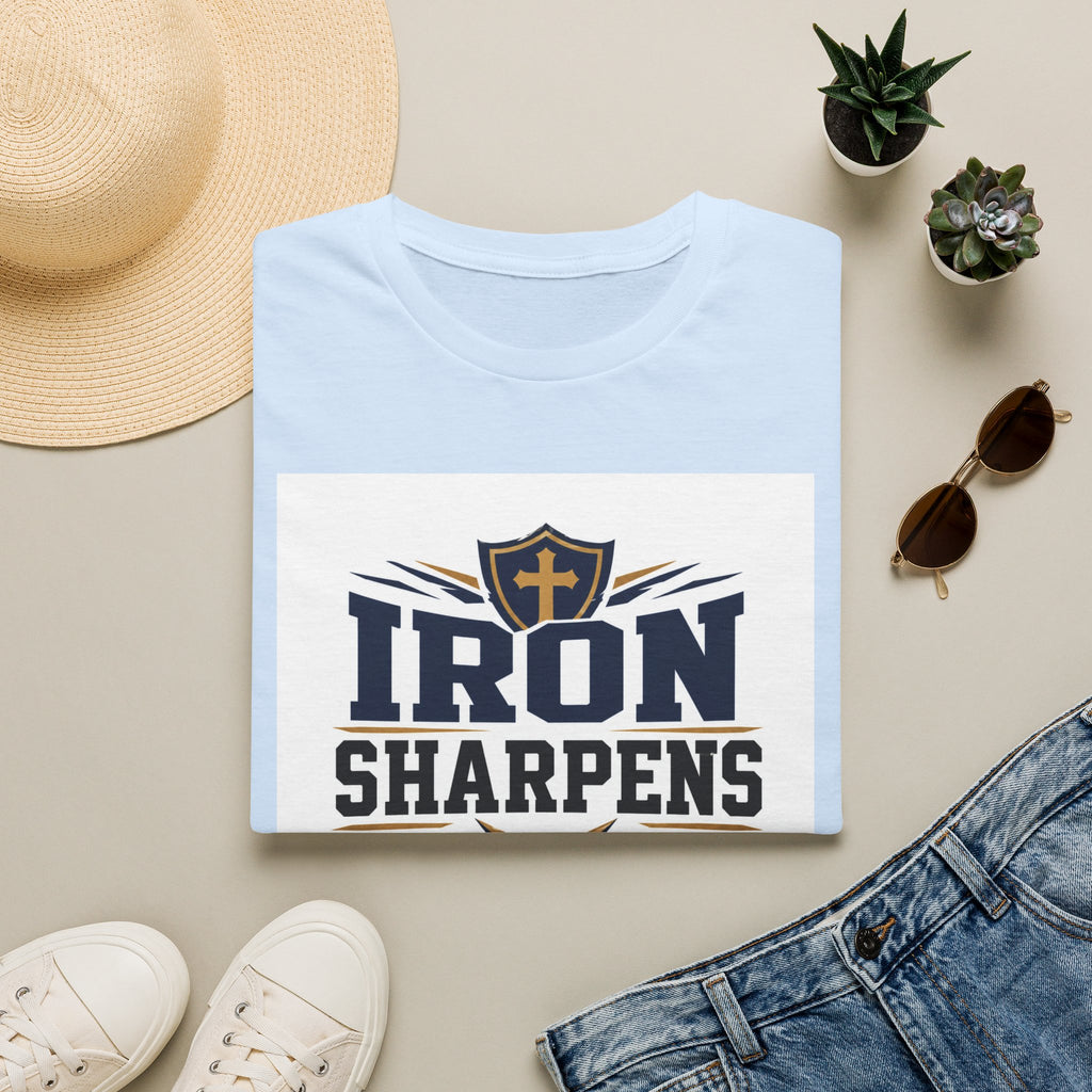 Iron Sharpens Iron T-Shirt — Christian Faith Shield Design