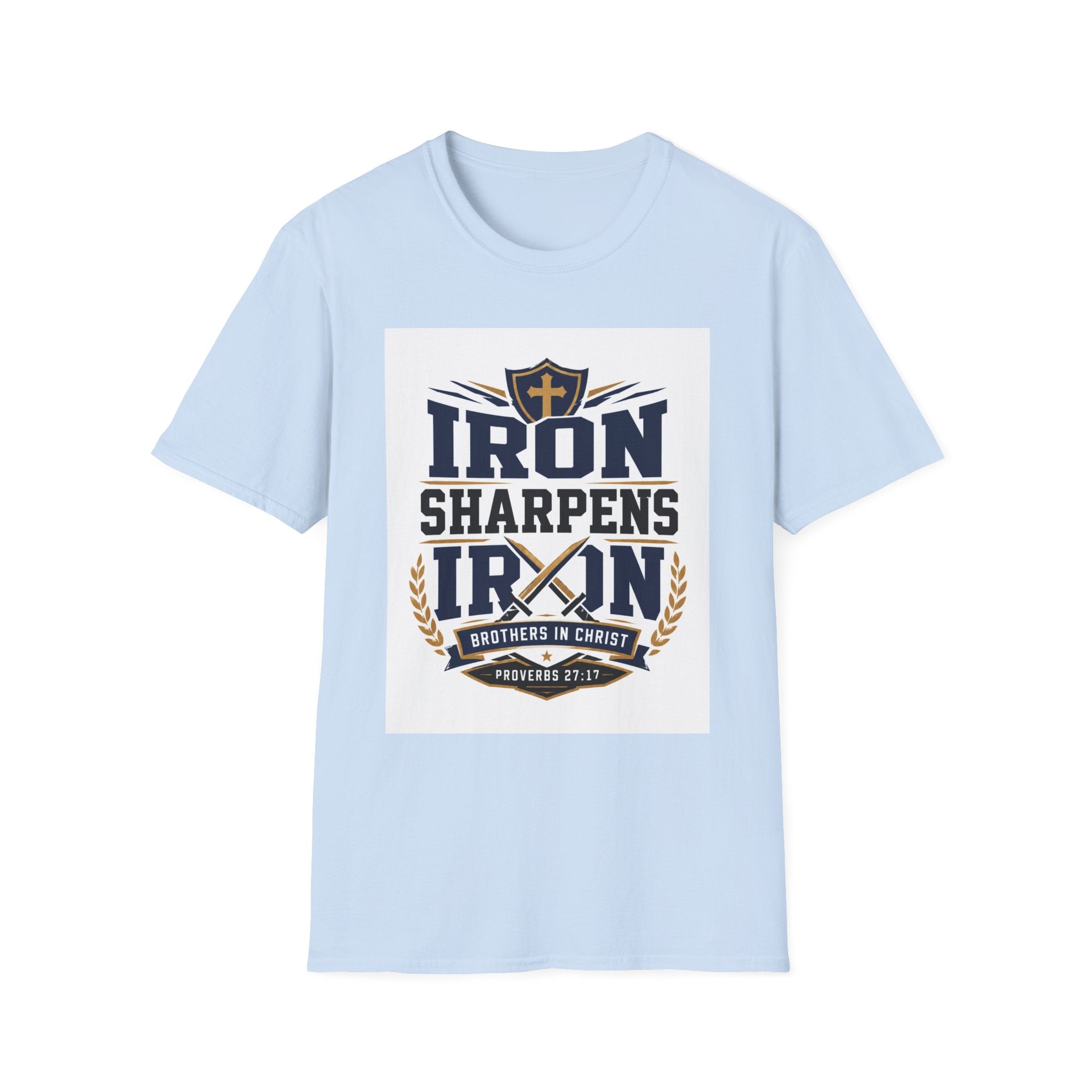 Iron Sharpens Iron T-Shirt — Christian Faith Shield Design