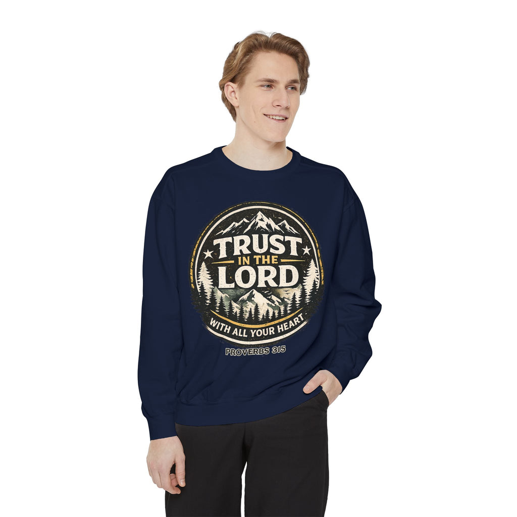 Trust in the Lord Sweatshirt — Proverbs 3:5 Faith Graphic Crewneck