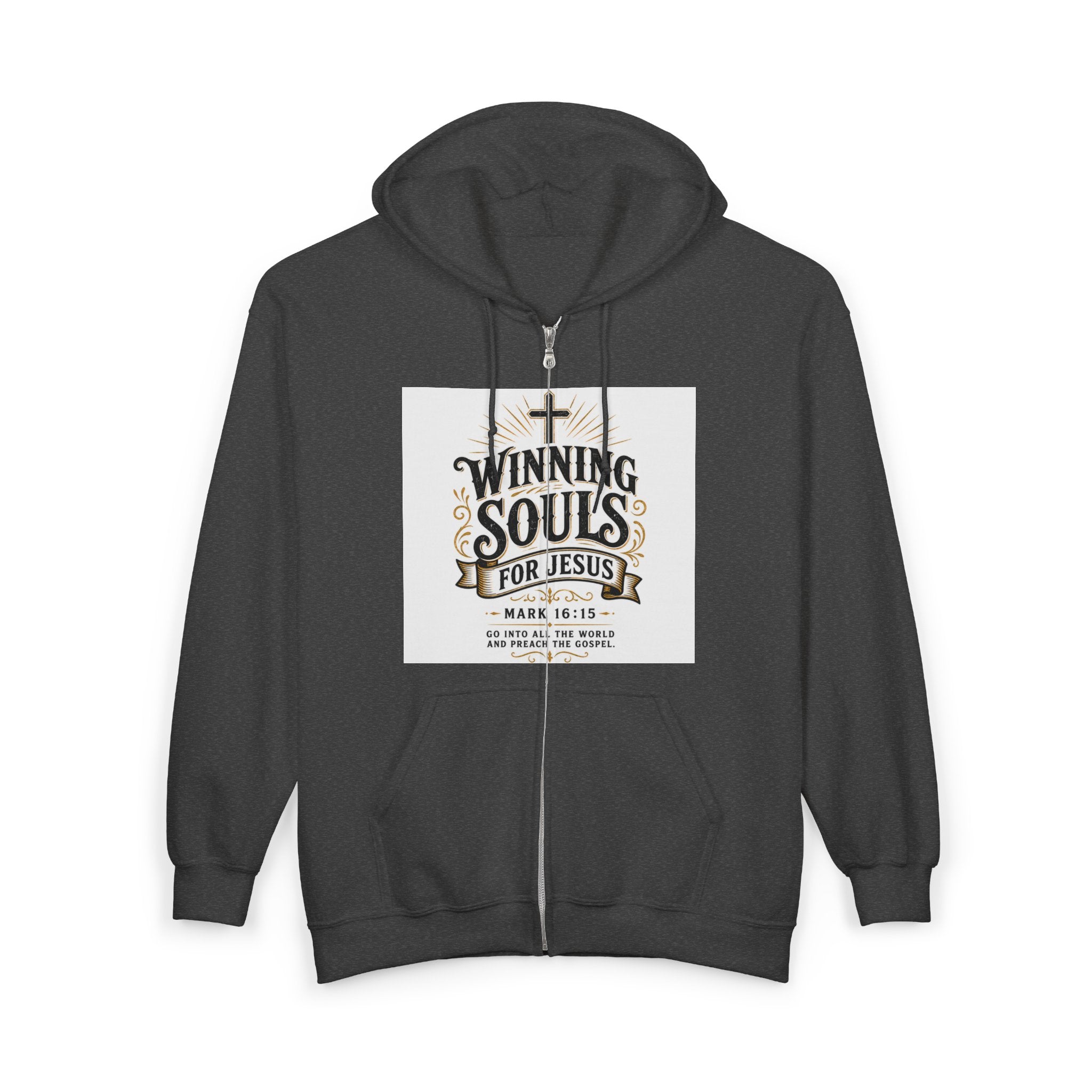 Christian Zip Hoodie — "Winning Souls for Jesus" Faith Ministry Sweatshirt
