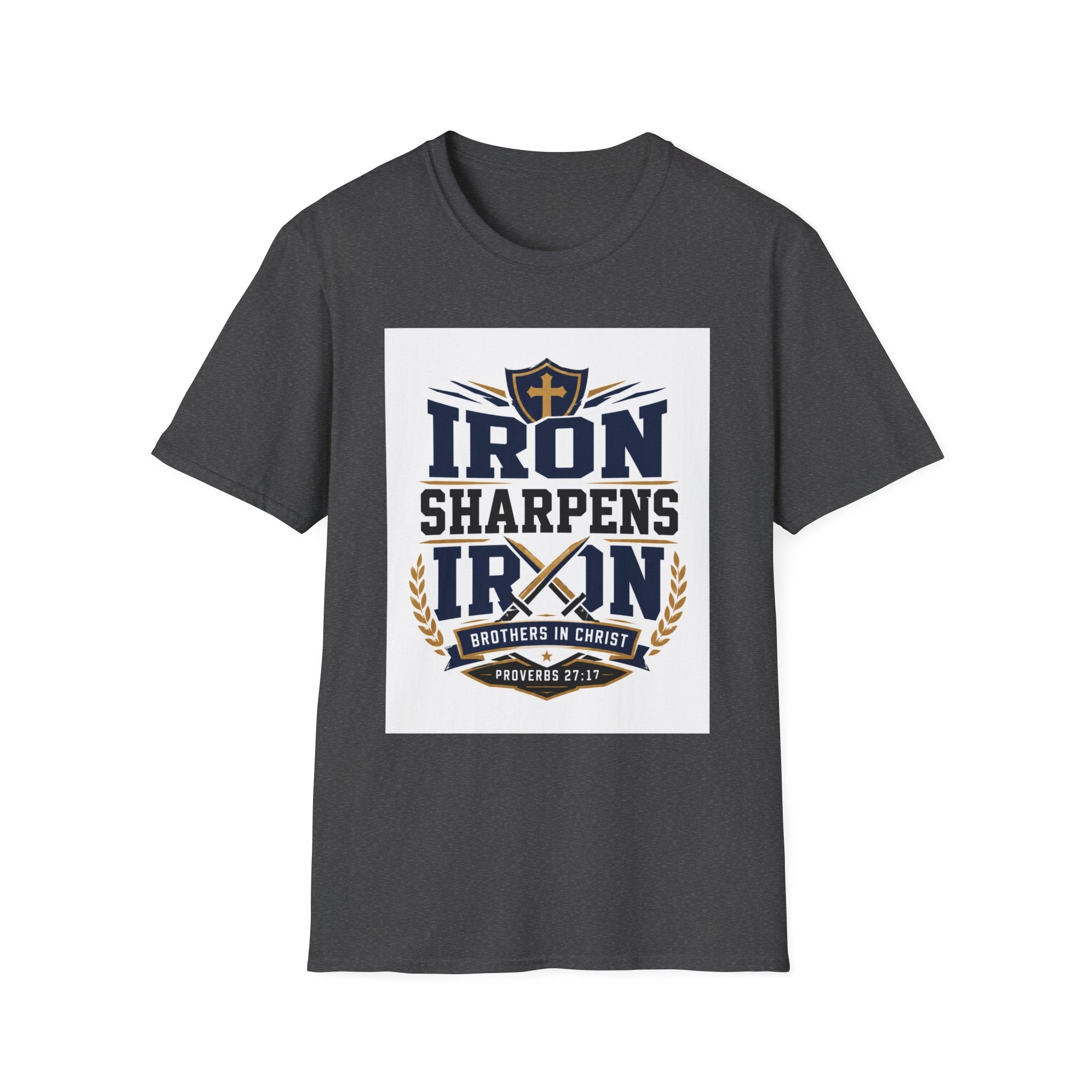 Iron Sharpens Iron T-Shirt — Christian Faith Shield Design