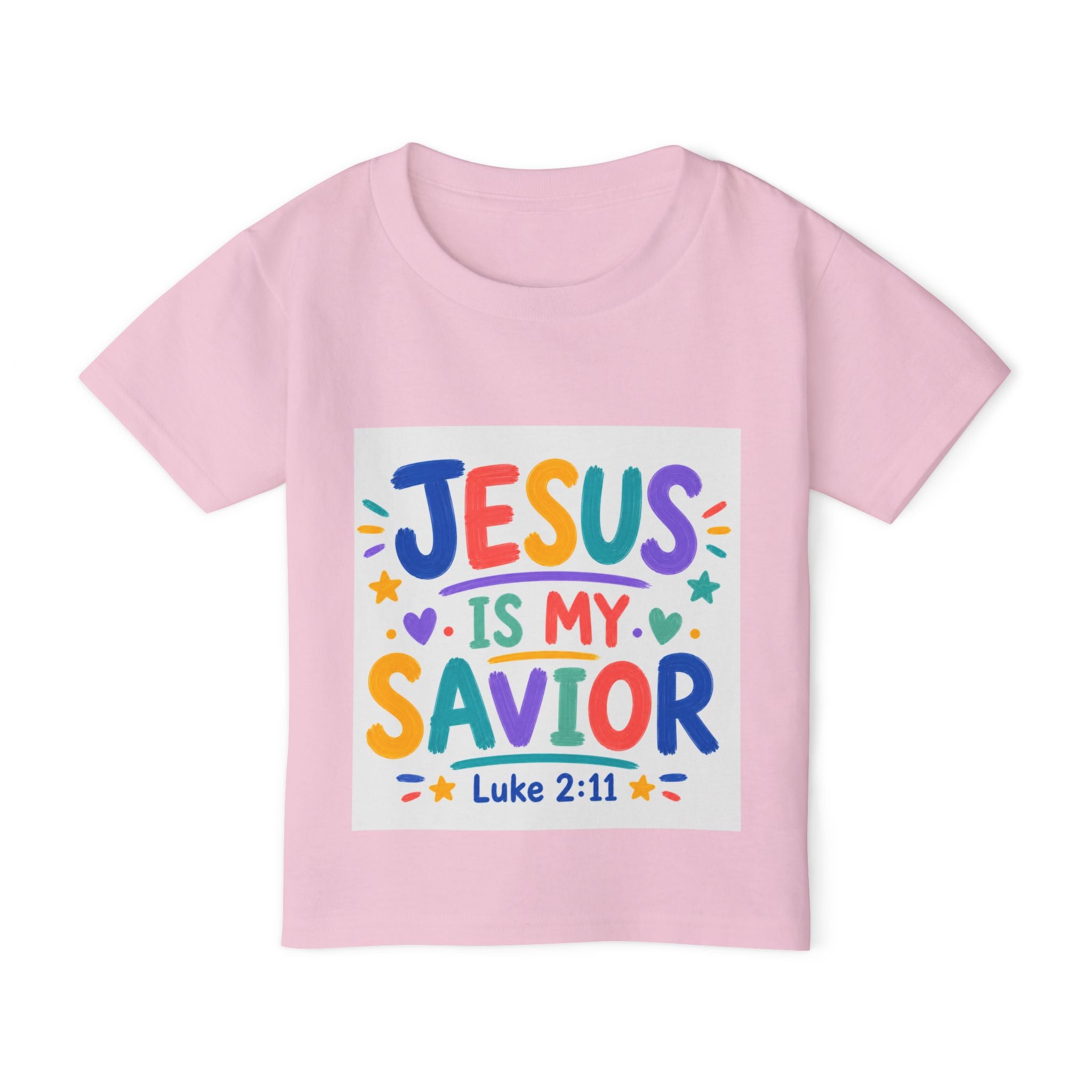 Toddler T-Shirt — "Jesus Is My Savior" Colorful Christian Kids Tee (Luke 2:11)
