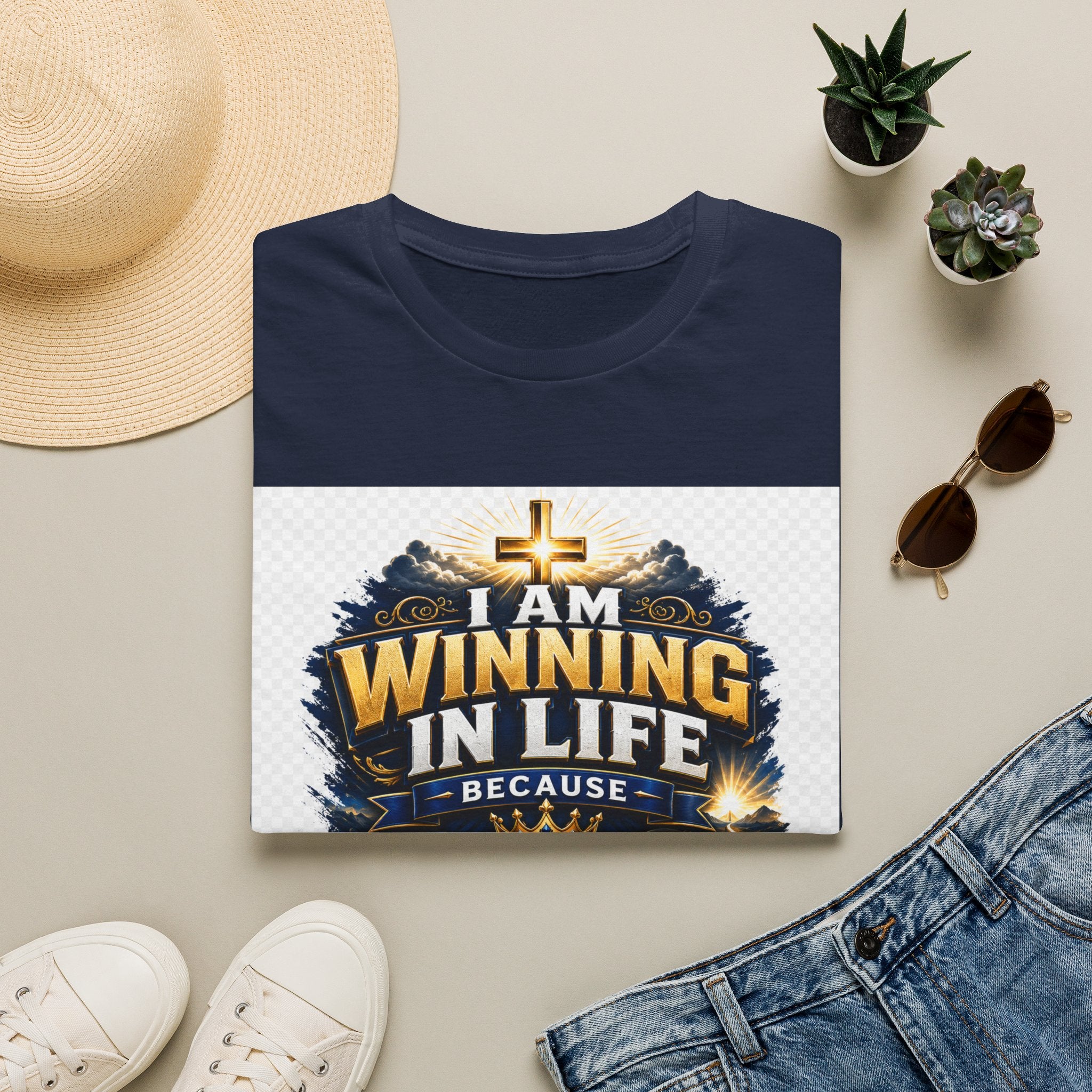 I Am Winning In Life Christian T-Shirt — "Jesus Is My Direction" Inspirational Faith Tee