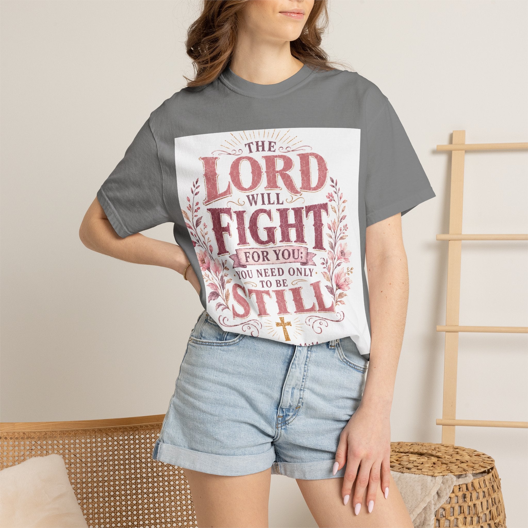 Men's Christian T‑Shirt — "The Lord Will Fight for You; Be Still" Faith Graphic Tee