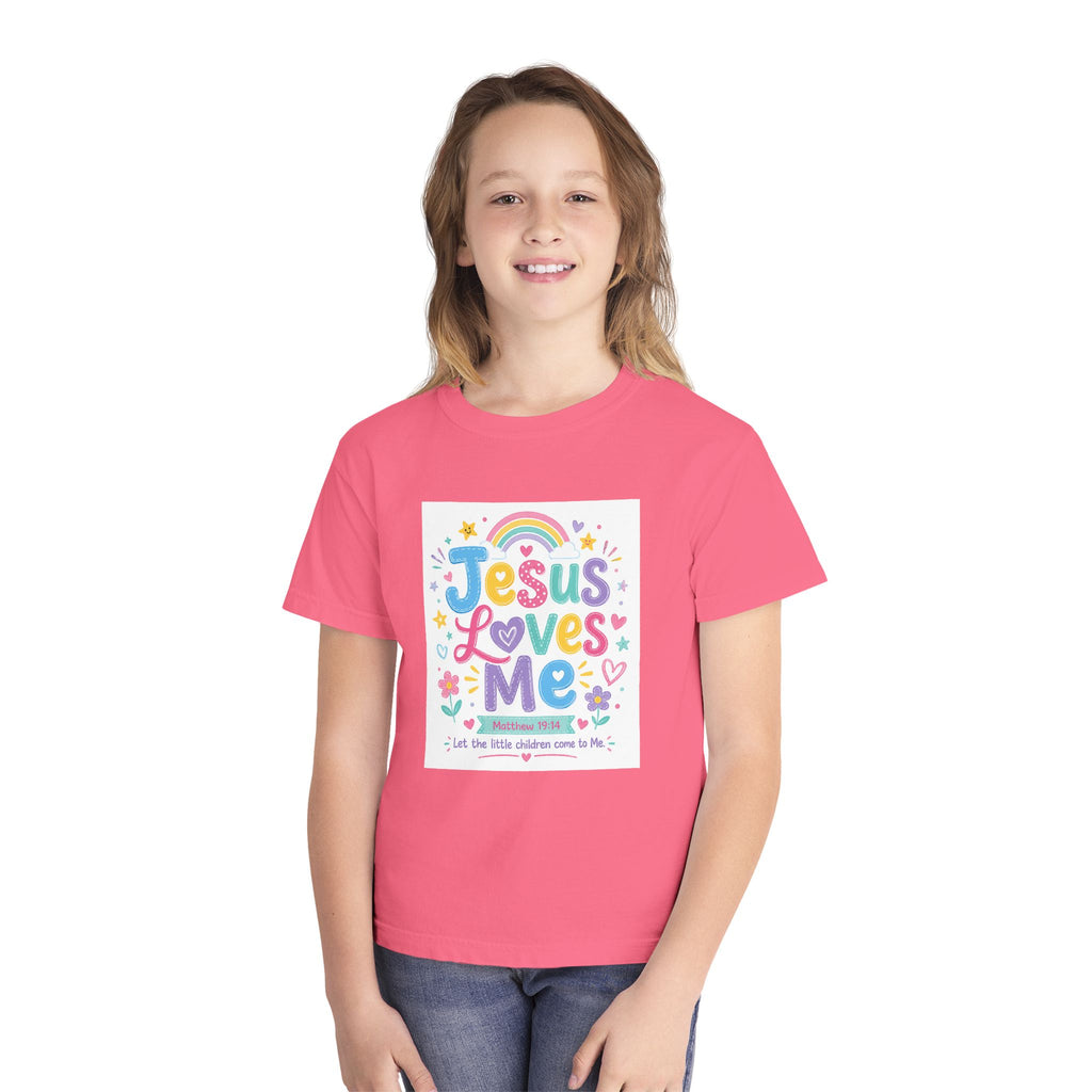 Youth Tee - "Jesus Loves Me" Colorful Kids Christian Graphic Shirt