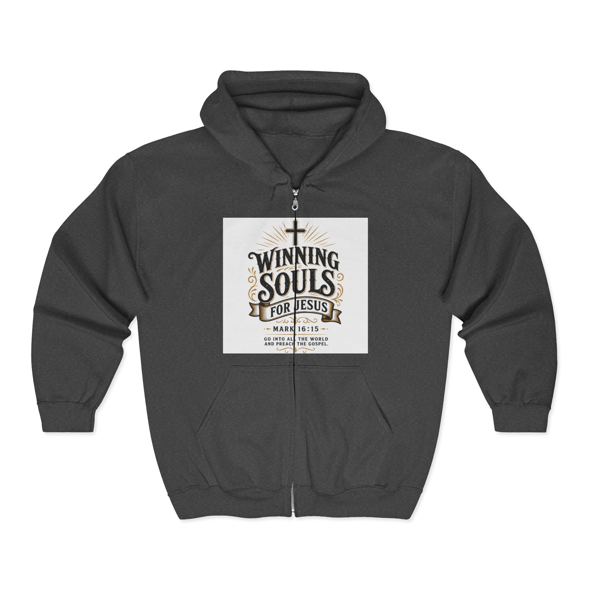 Christian Zip Hoodie — "Winning Souls for Jesus" Faith Ministry Sweatshirt