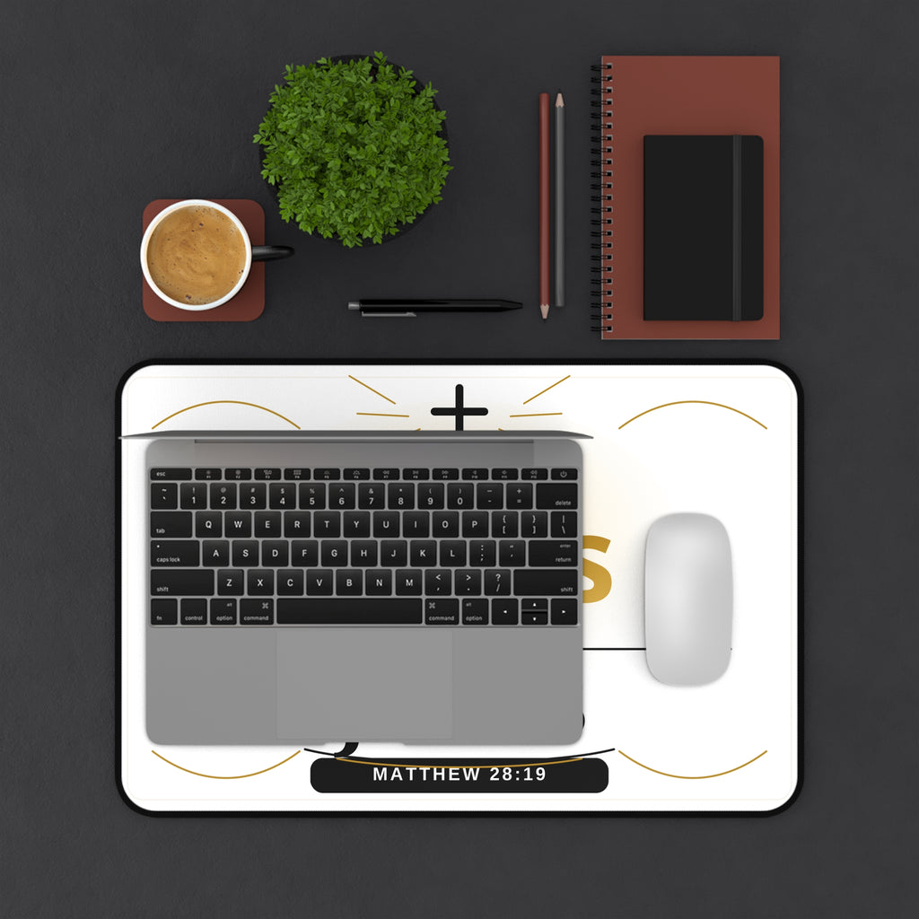 Winning Souls for Jesus Desk Mat — Christian Office Mousepad with Matthew 28:19 Design