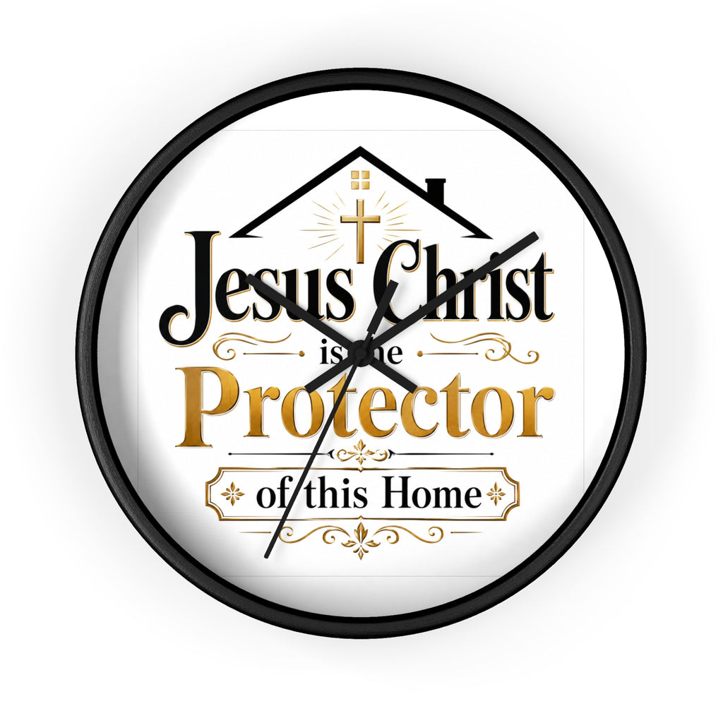 Jesus Christ Protector of This Home Wall Clock — Christian Home Décor