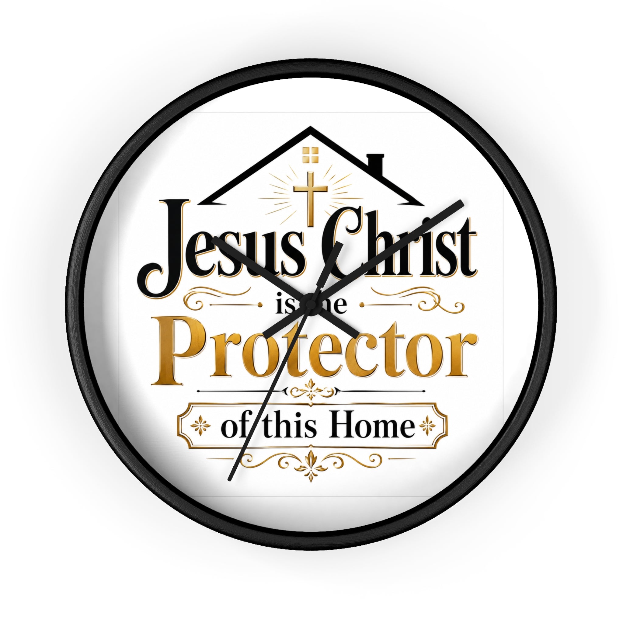 Jesus Christ Protector of This Home Wall Clock — Christian Home Décor