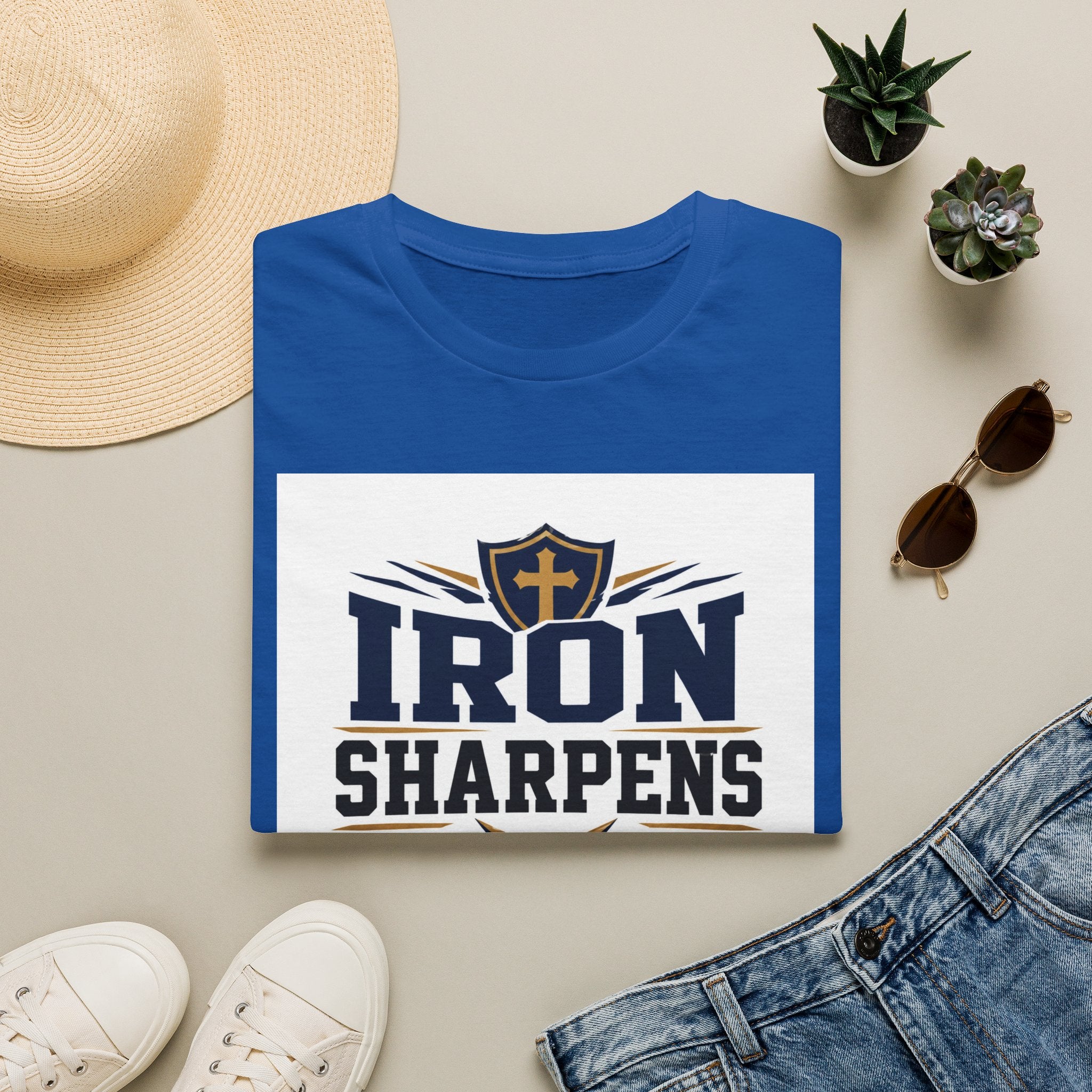 Iron Sharpens Iron T-Shirt — Christian Faith Shield Design