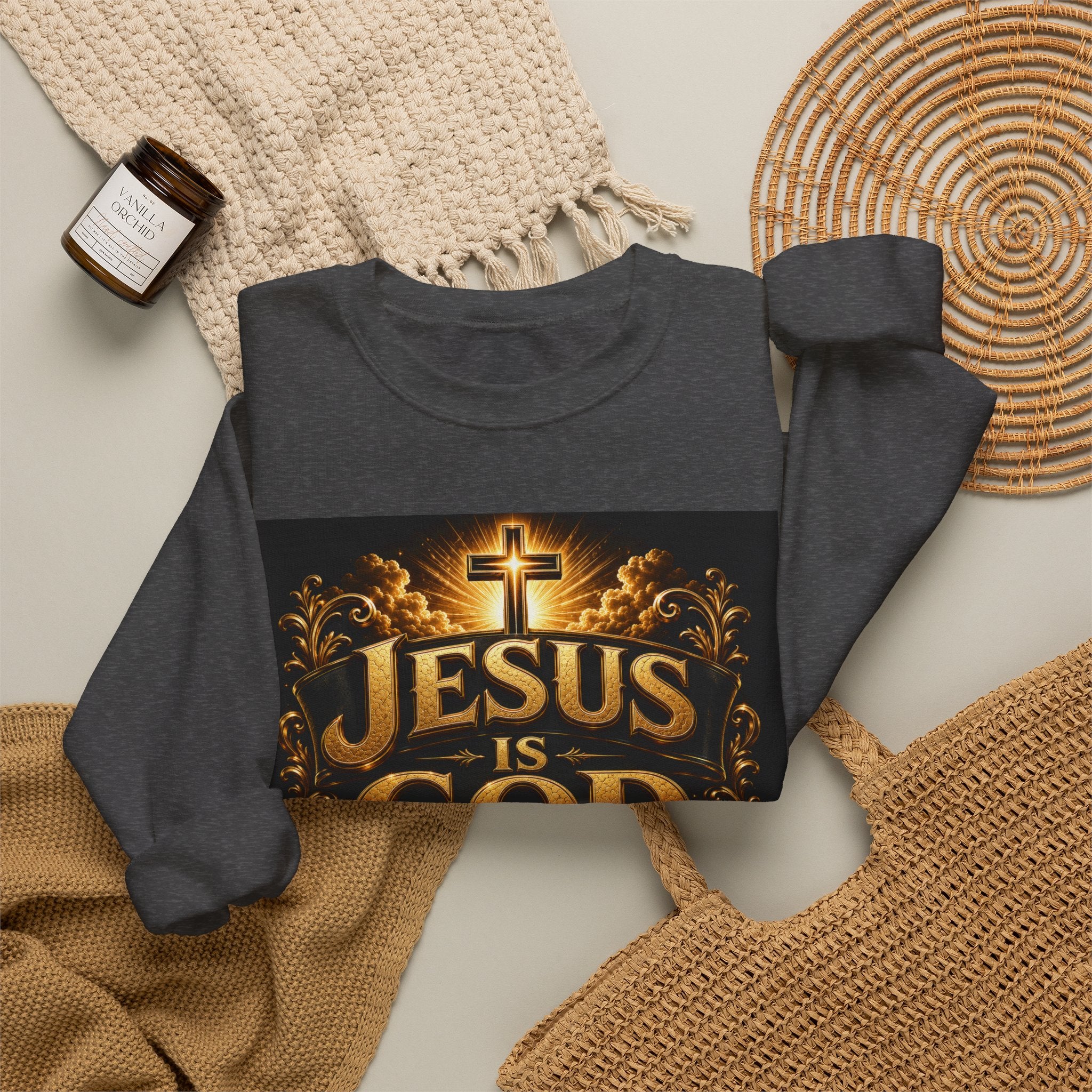 Jesus Is God Crewneck Sweatshirt — Christian Faith Graphic Sweatshirt