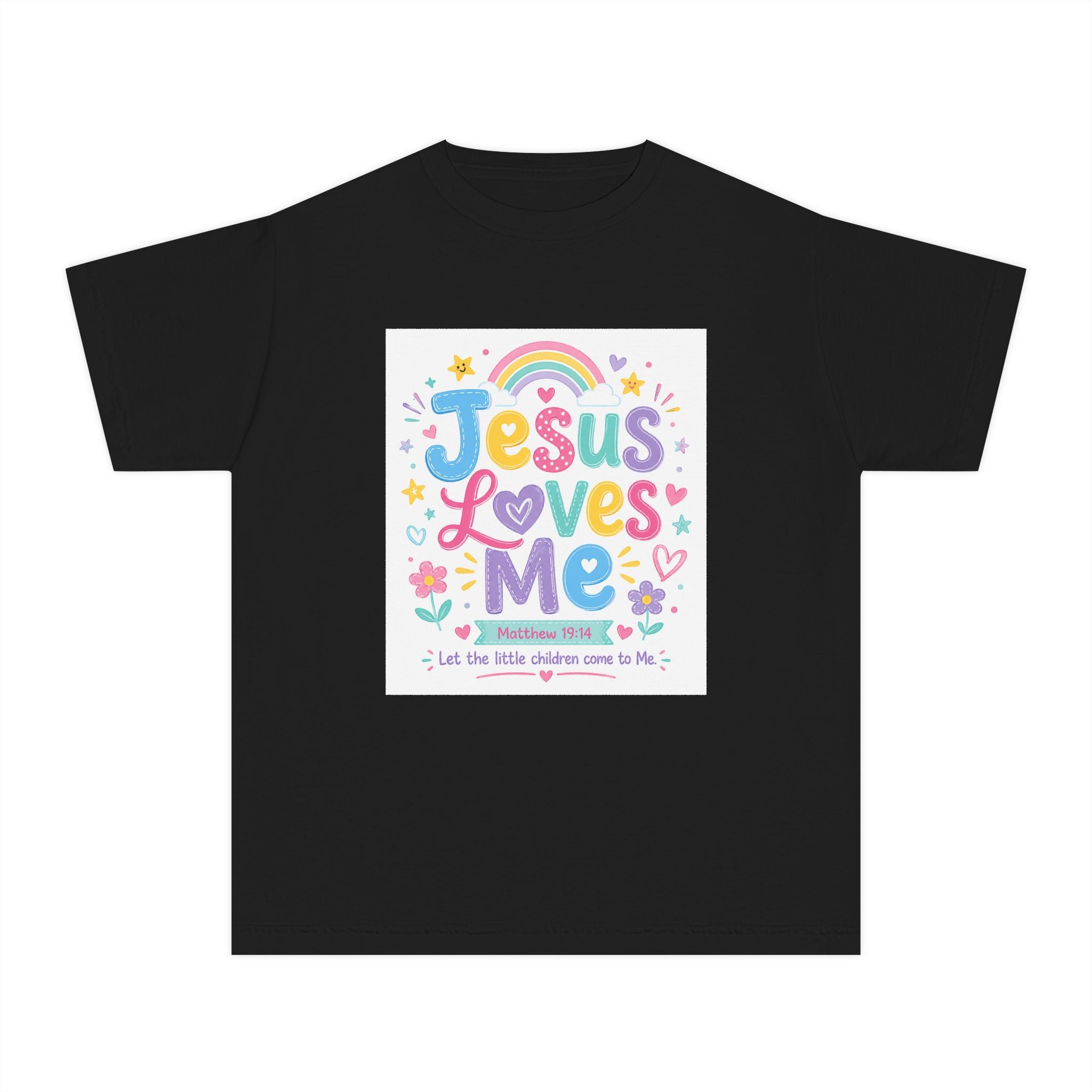 Youth Tee - "Jesus Loves Me" Colorful Kids Christian Graphic Shirt