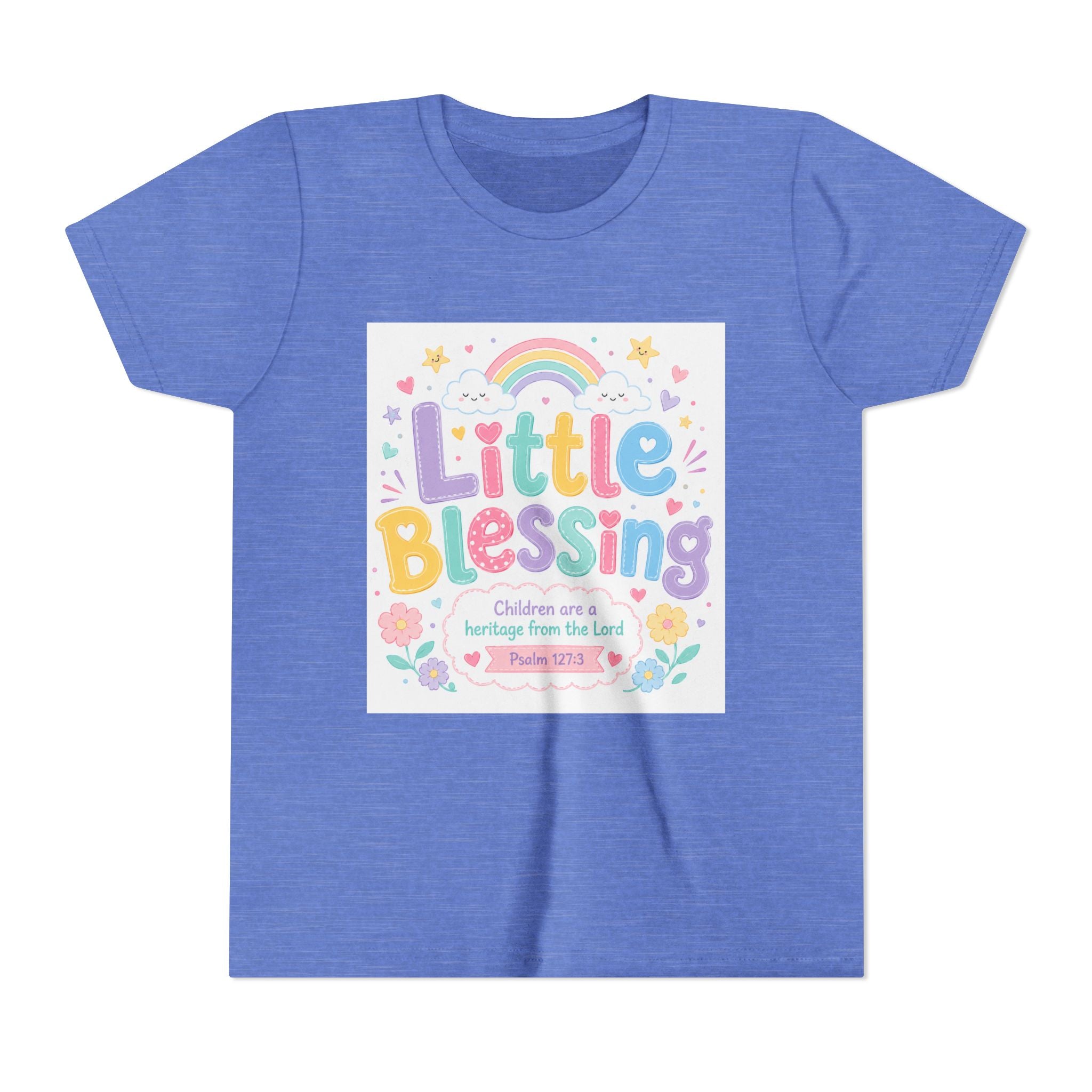 Youth Tee — “Little Blessing” Pastel Rainbow Kids T-Shirt