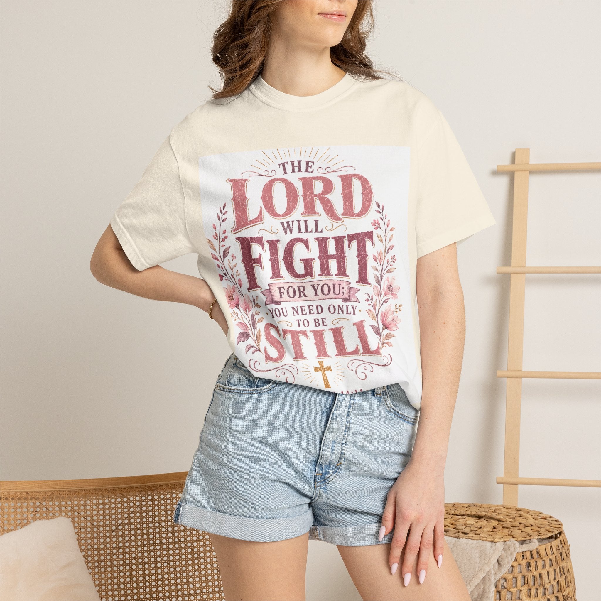Men's Christian T‑Shirt — "The Lord Will Fight for You; Be Still" Faith Graphic Tee