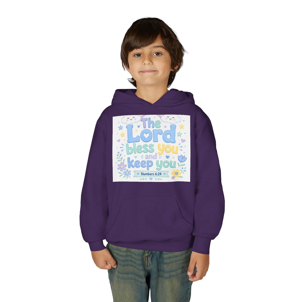 Youth Hoodie — "The Lord Bless You and Keep You" Scripture Sweatshirt (Numbers 6:24)