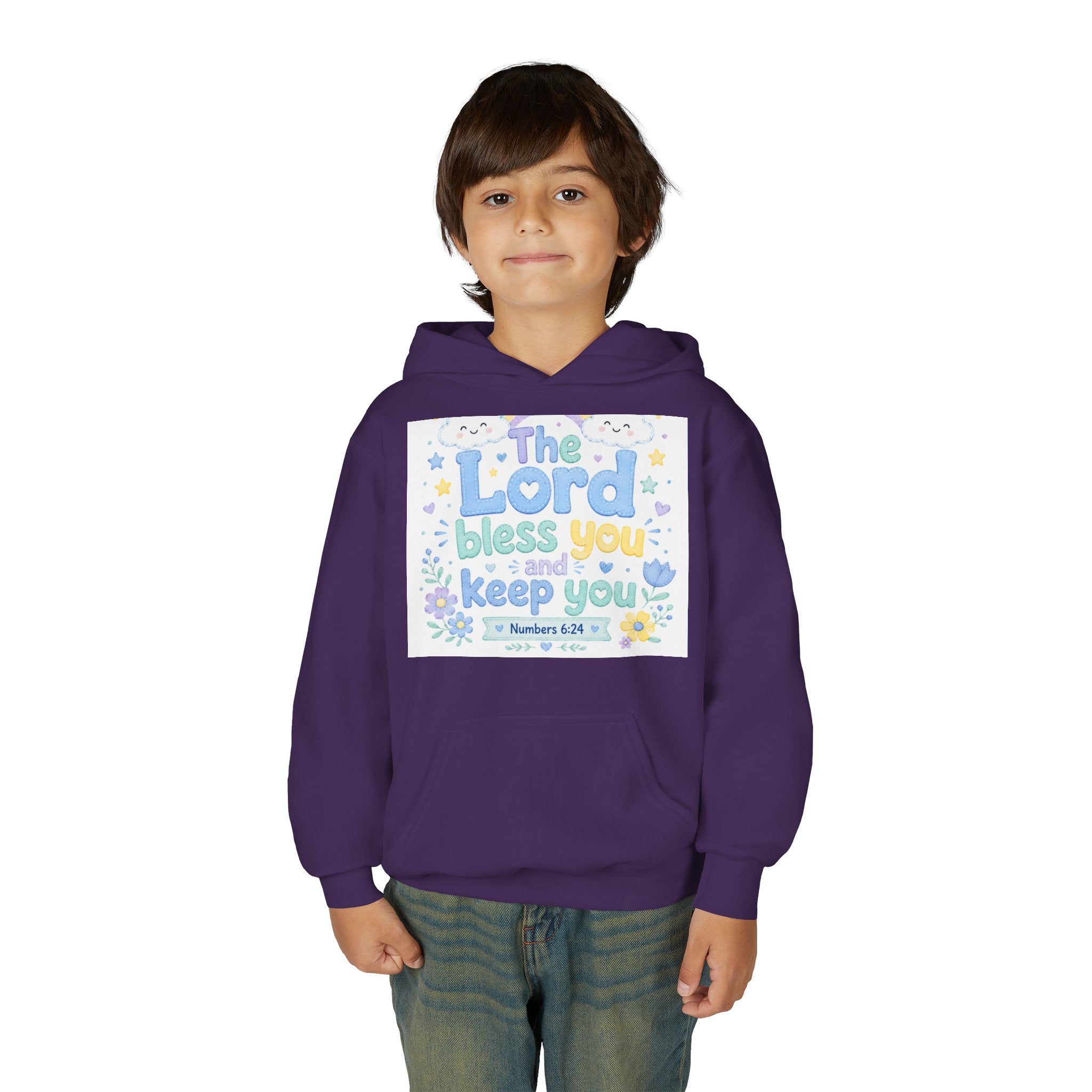 Youth Hoodie — "The Lord Bless You and Keep You" Scripture Sweatshirt (Numbers 6:24)