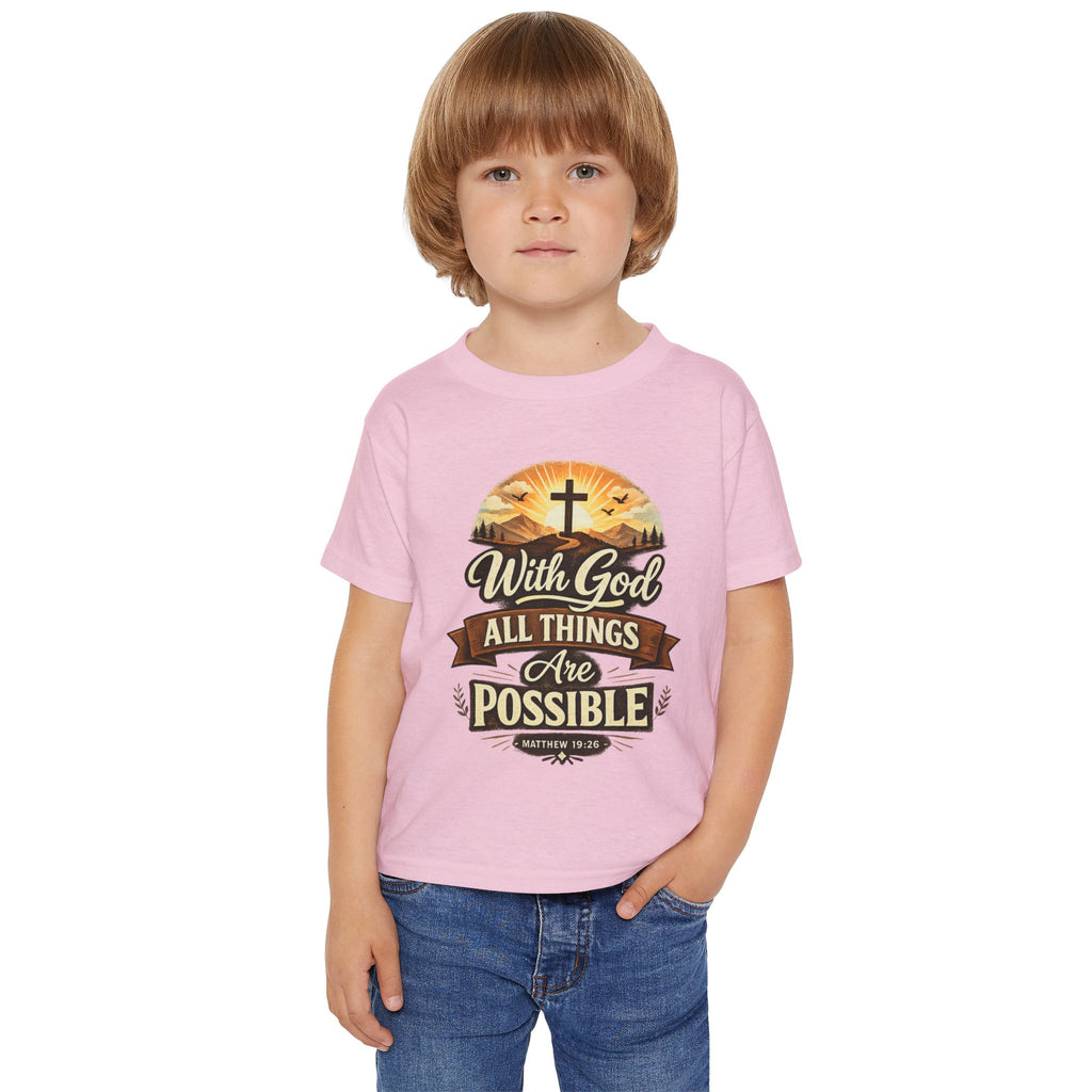 Toddler T-Shirt — "With God All Things Are Possible" Christian Faith Kids Tee