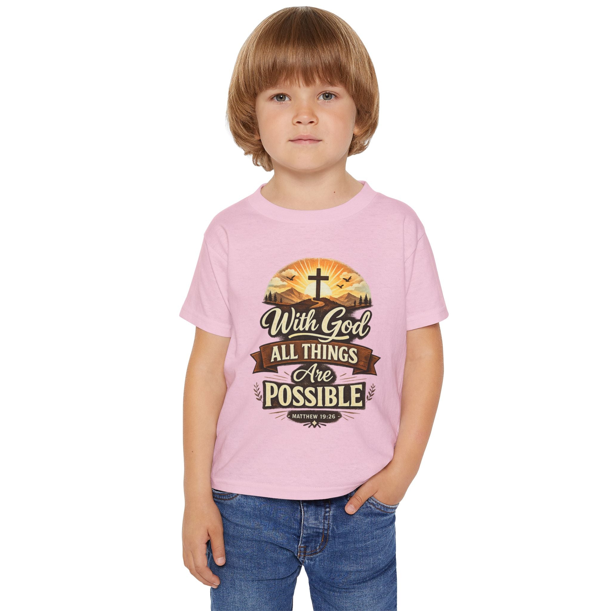 Toddler T-Shirt — "With God All Things Are Possible" Christian Faith Kids Tee