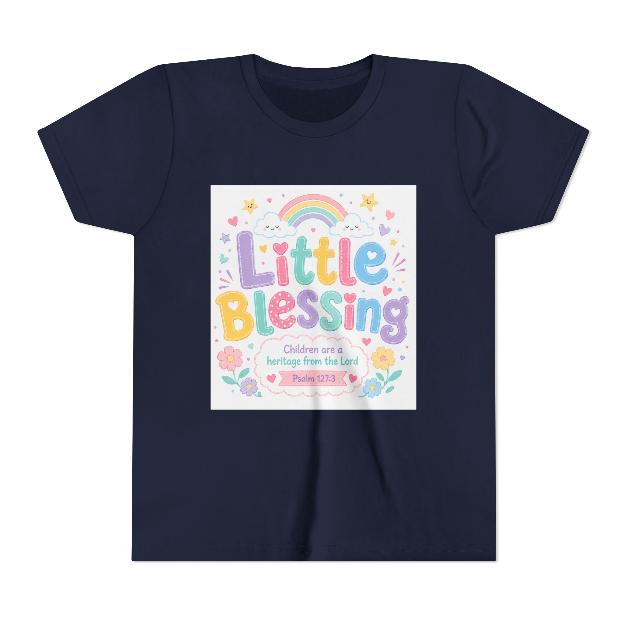 Youth Tee — “Little Blessing” Pastel Rainbow Kids T-Shirt