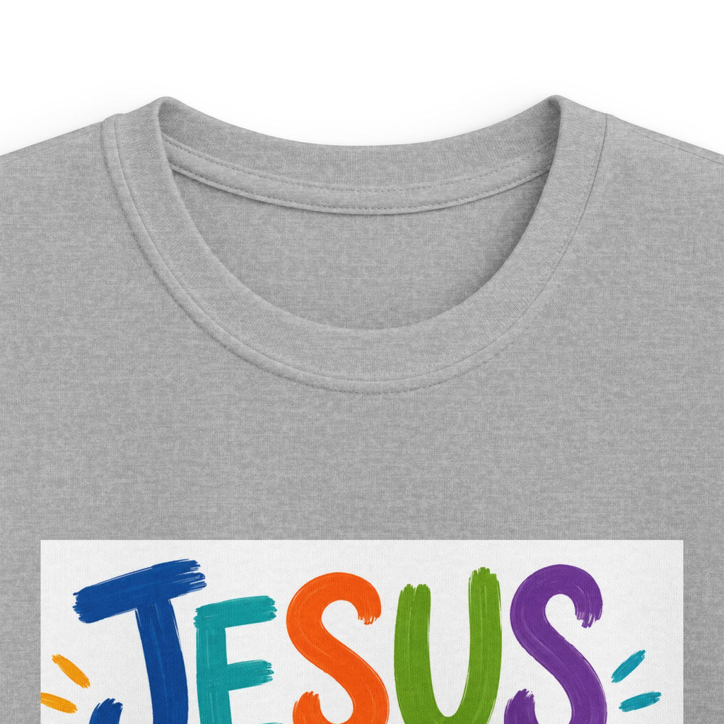 Kids Tee — "Jesus Loves Me" Colorful Scripture T‑Shirt (John 3:16)