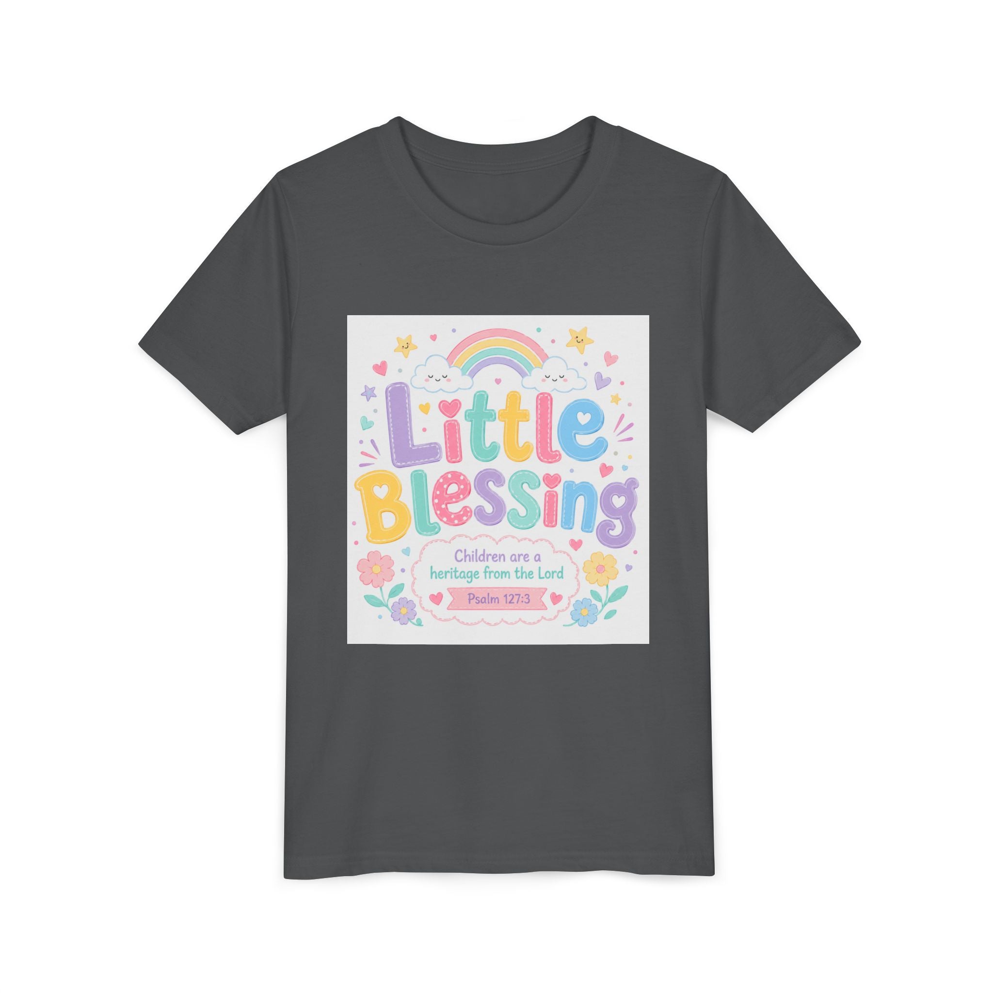 Youth Tee — “Little Blessing” Pastel Rainbow Kids T-Shirt
