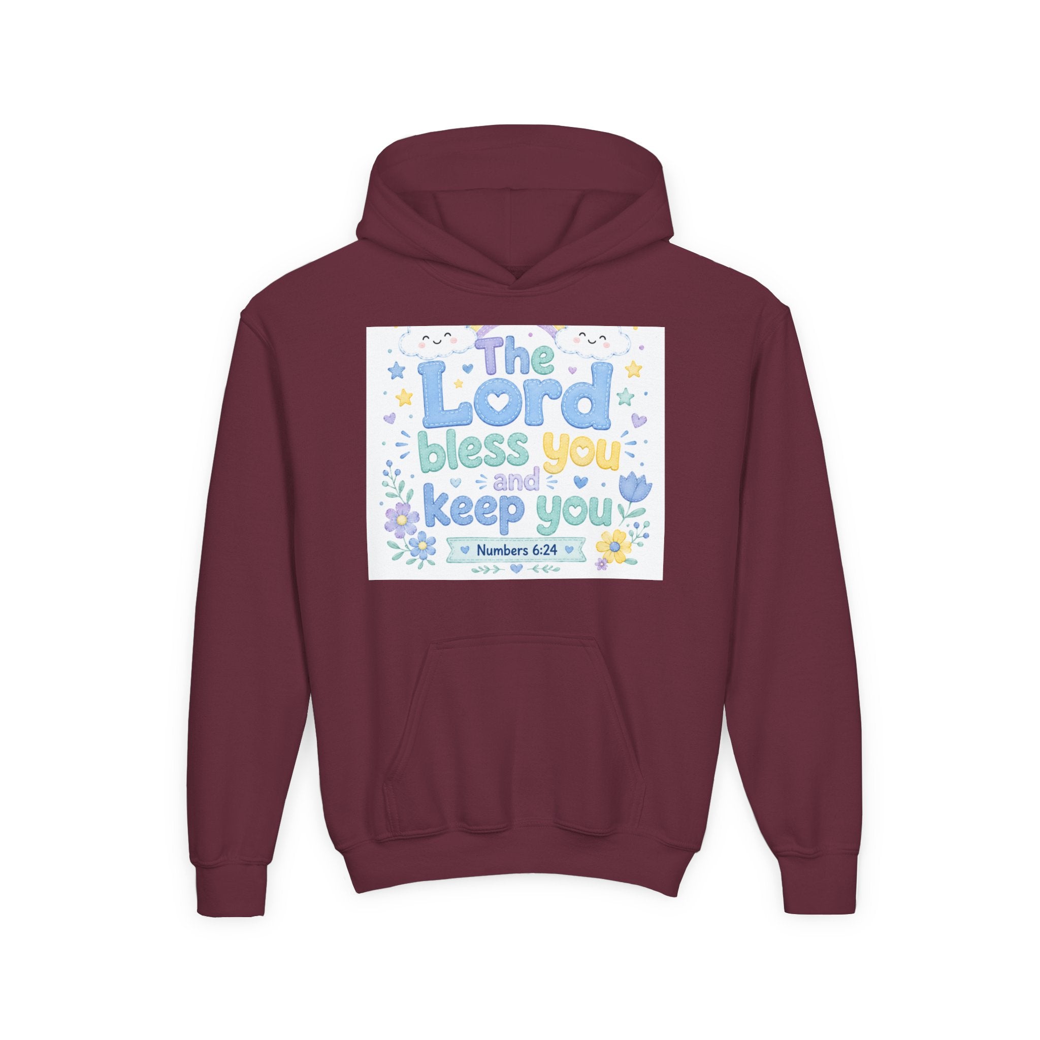Youth Hoodie — "The Lord Bless You and Keep You" Scripture Sweatshirt (Numbers 6:24)