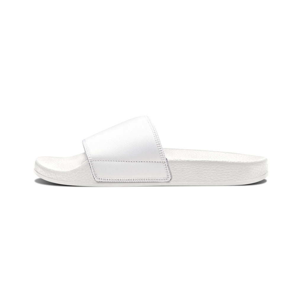 Youth Removable-Strap Slides — 'Faith Over Fear' Printed White Sandals for Kids