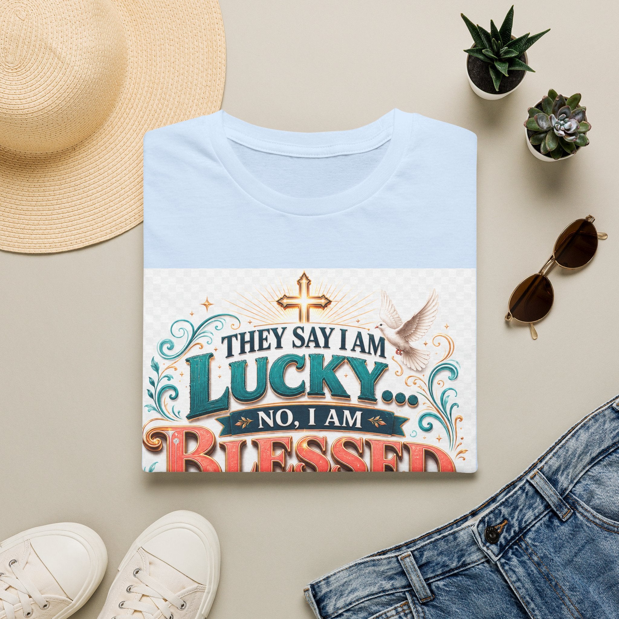 They Say I Am Lucky No, I Am Blessed T-Shirt — Christian Faith Tee