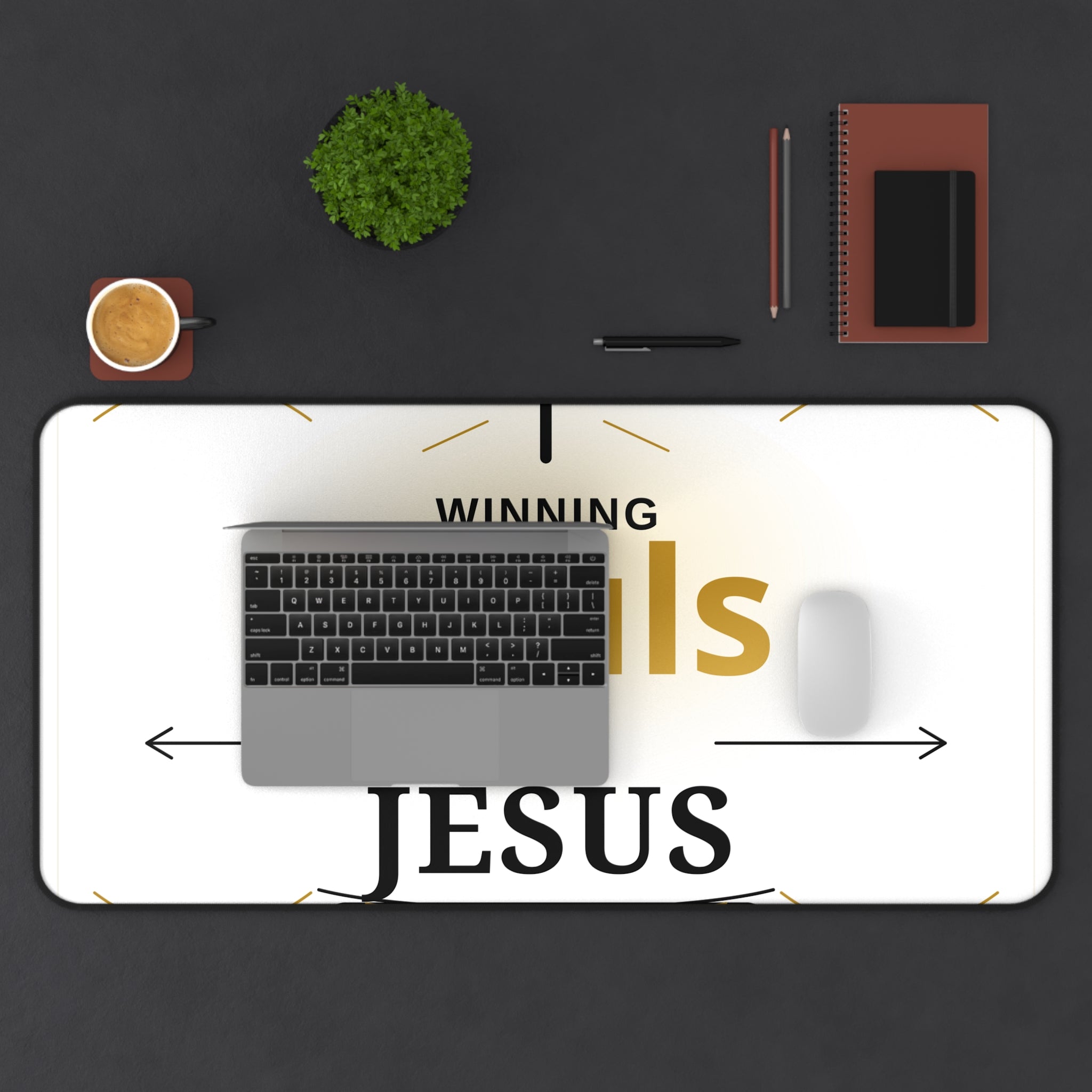 Winning Souls for Jesus Desk Mat — Christian Office Mousepad with Matthew 28:19 Design