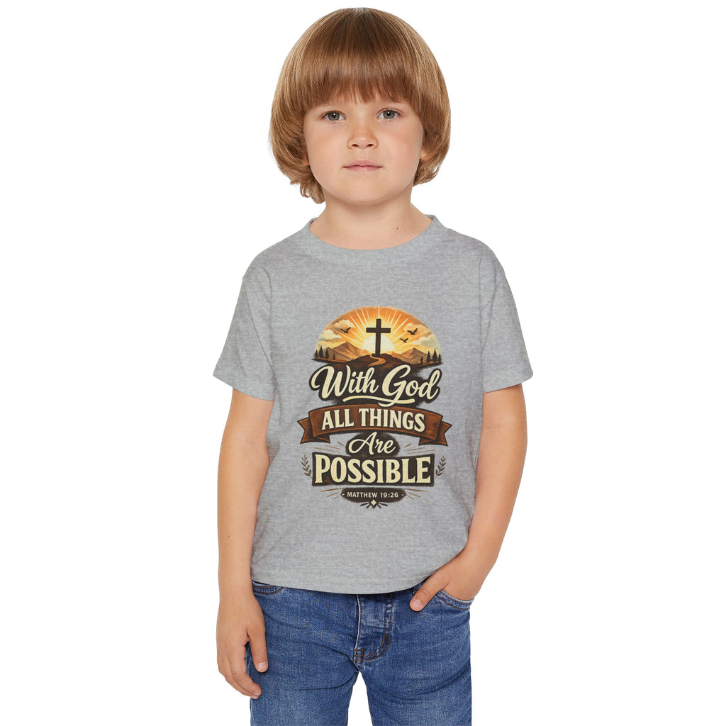 Toddler T-Shirt — "With God All Things Are Possible" Christian Faith Kids Tee