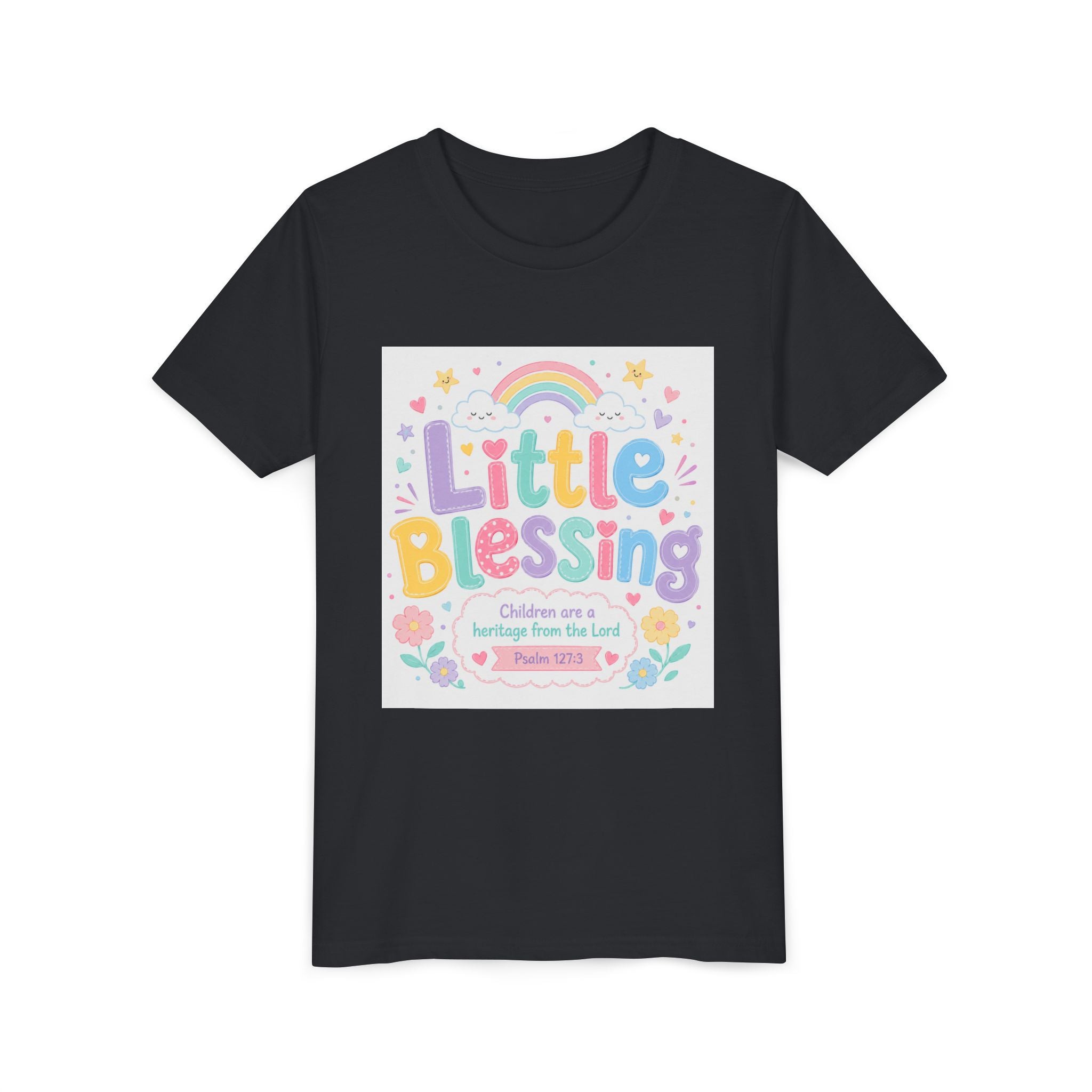 Youth Tee — “Little Blessing” Pastel Rainbow Kids T-Shirt
