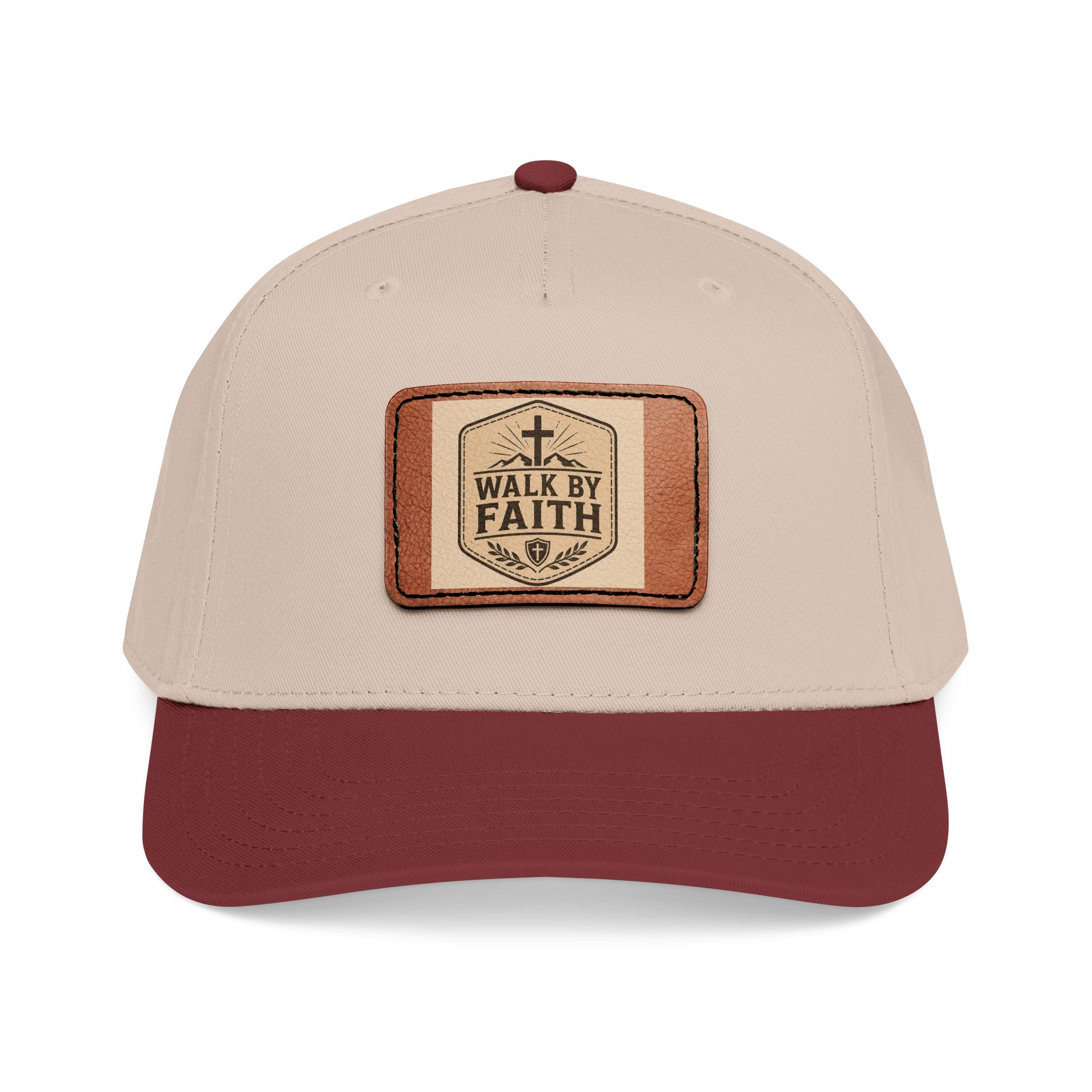 Mid Profile Baseball Cap with Leather Patch (Rectangle)