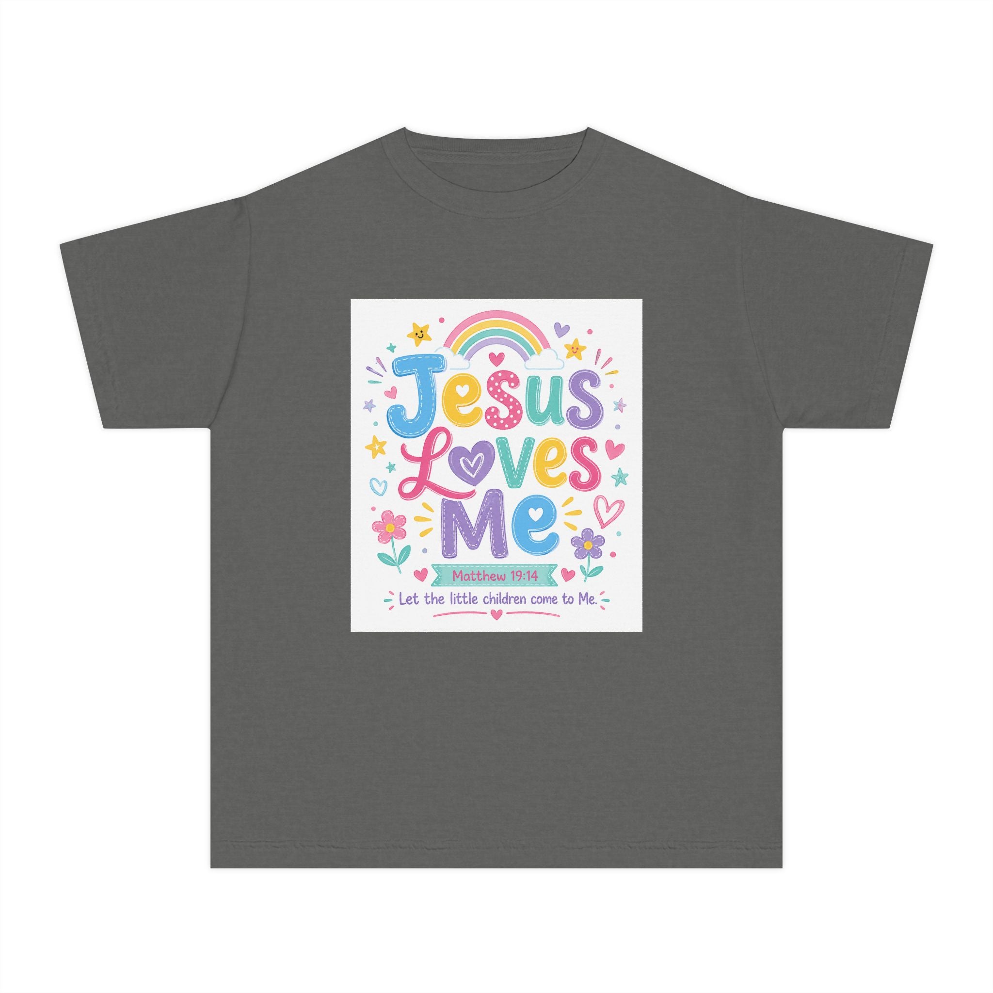 Youth Tee - "Jesus Loves Me" Colorful Kids Christian Graphic Shirt