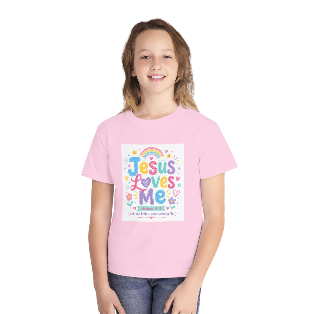 Youth Tee - "Jesus Loves Me" Colorful Kids Christian Graphic Shirt